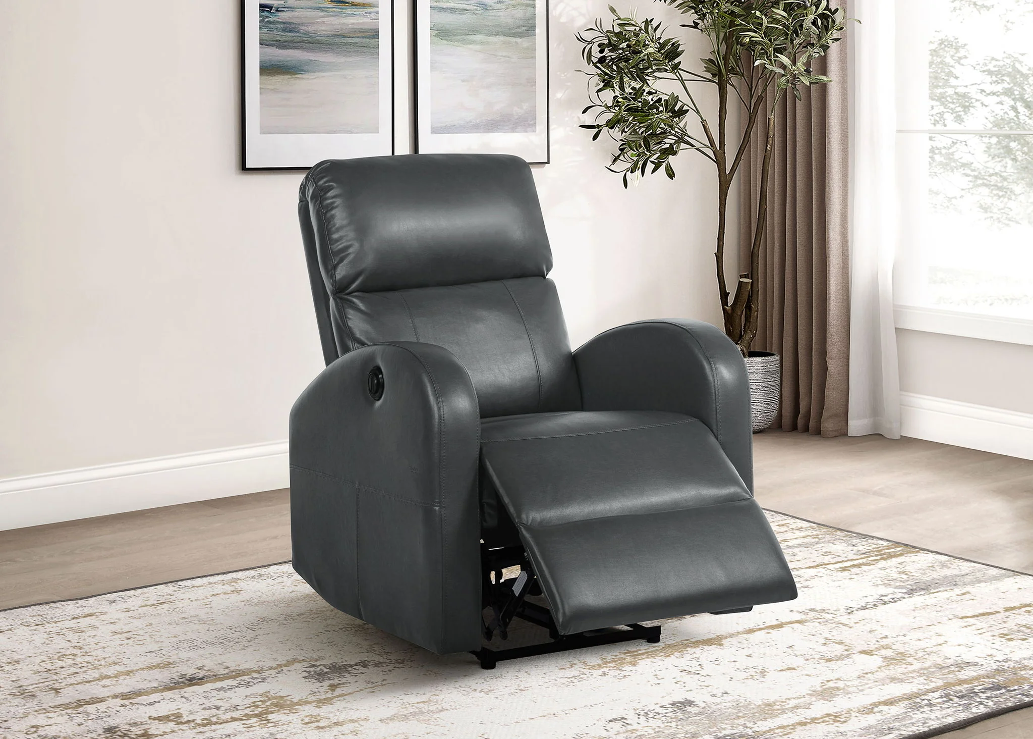 Grant Upholstered Power Recliner Chair Grey - Image 3