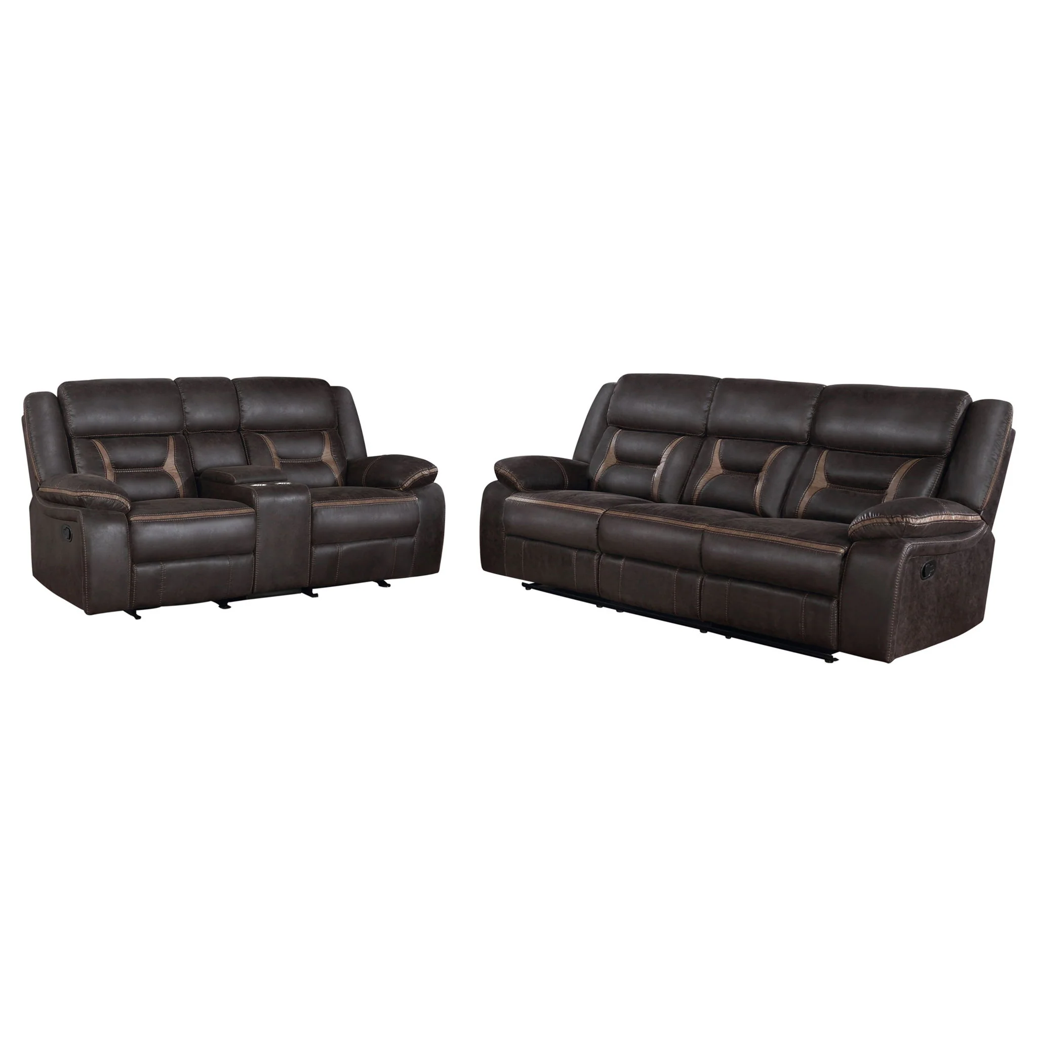 Greer 2-piece Upholstered Reclining Sofa Set Brown - Image 3