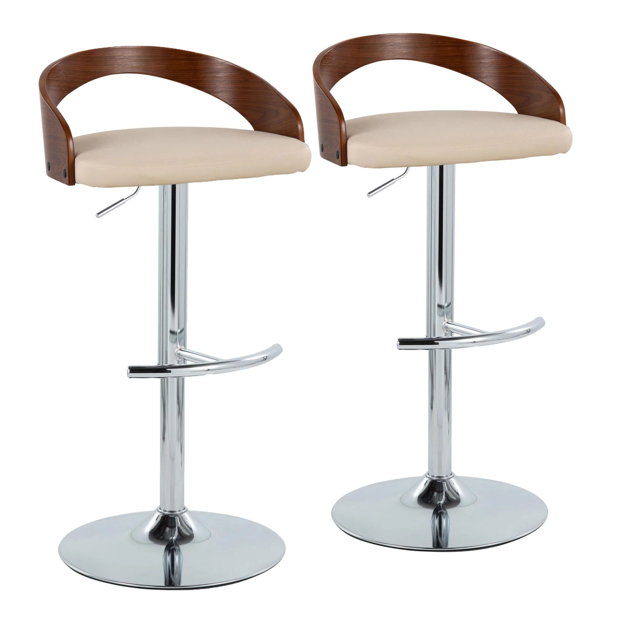 Grotto - Contemporary Adjustable Barstool & Swivel With Rounded T Footrest (Set of 2) - Image 2