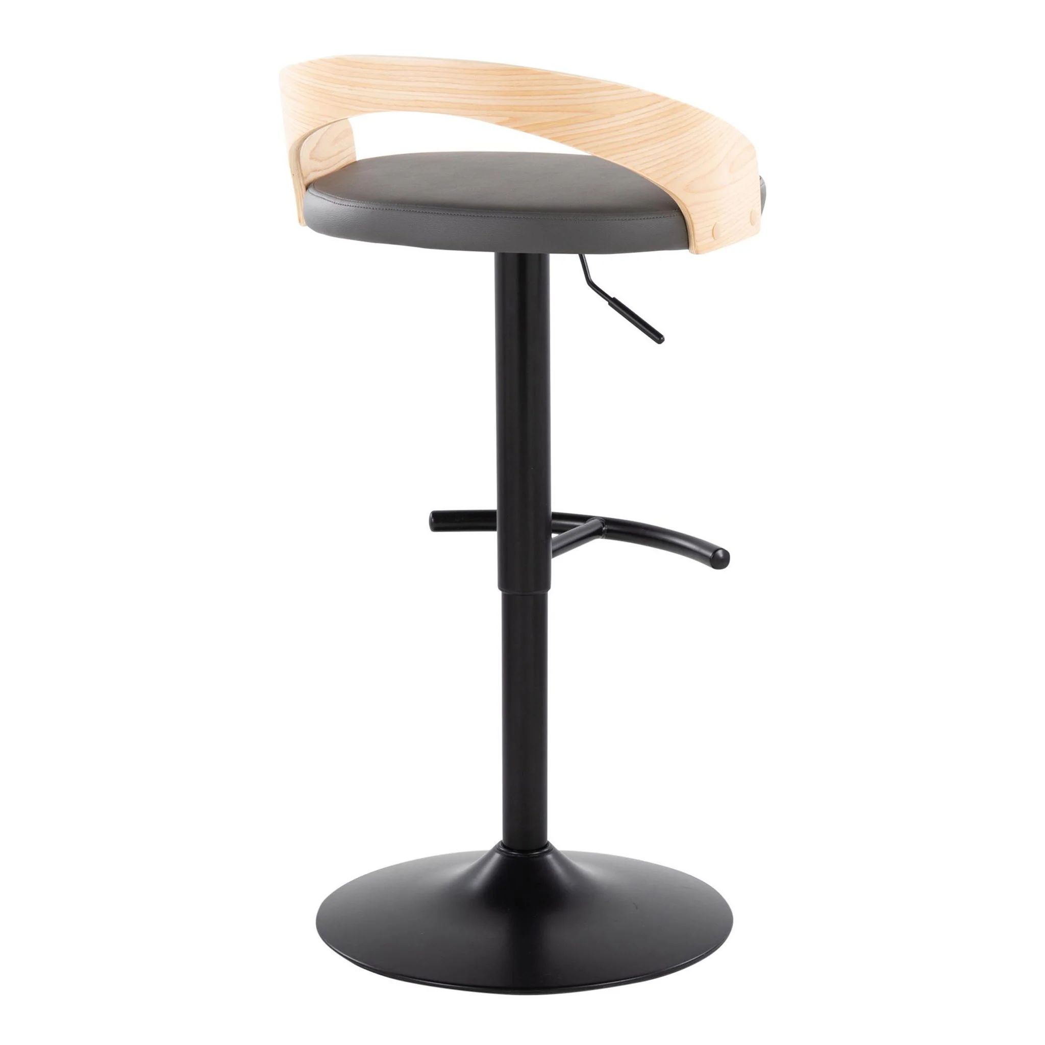 Grotto - Contemporary Adjustable Barstool With Swivel & Rounded T Footrest (Set of 2) - Image 11