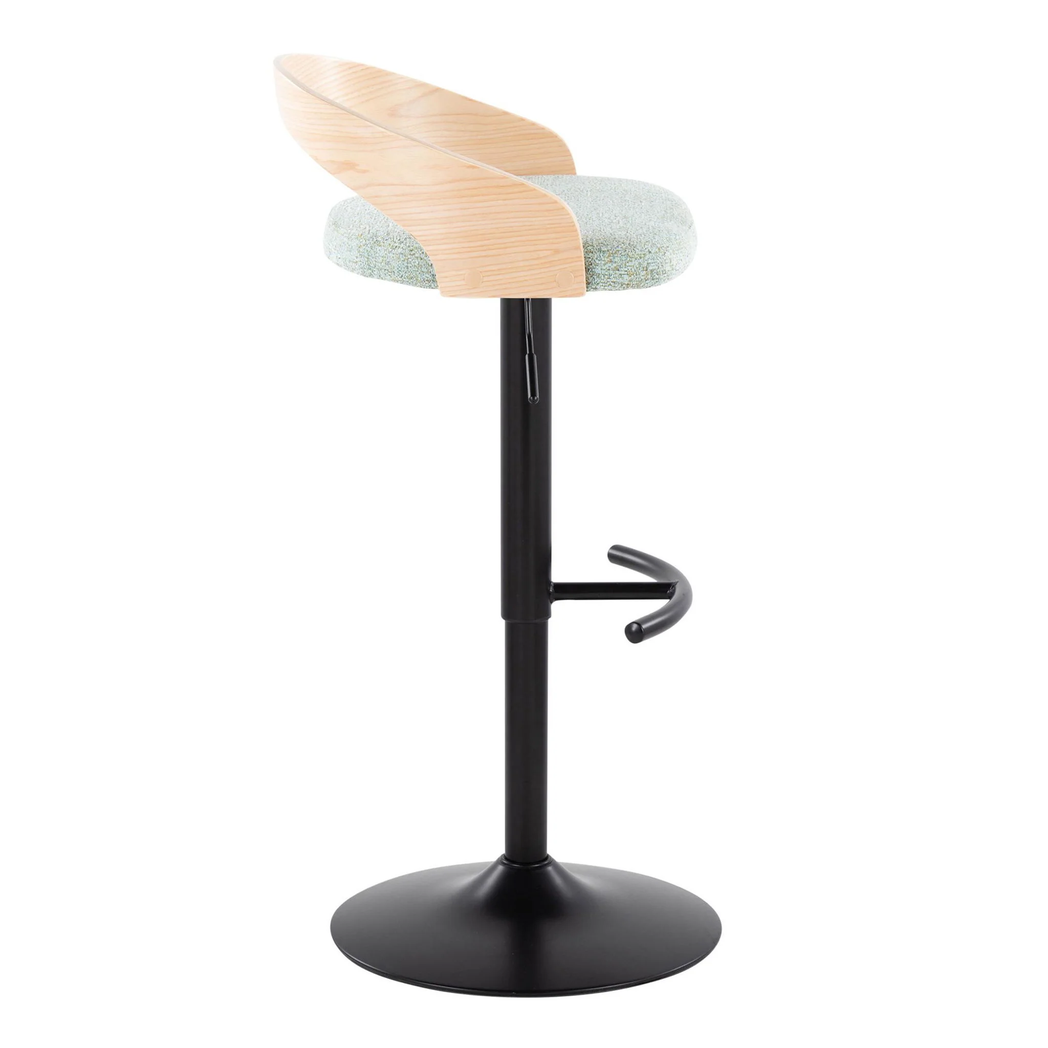 Grotto - Contemporary Adjustable Barstool With Swivel & Rounded T Footrest (Set of 2) - Image 7