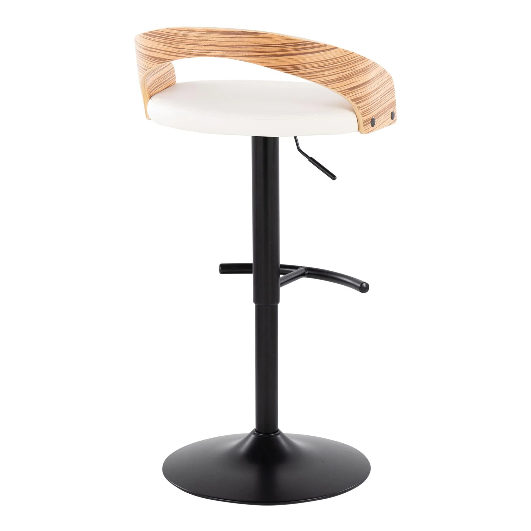Grotto - Contemporary Adjustable Barstool With Swivel With Rounded T Footrest Elegant Design (Set of 2) - Image 6
