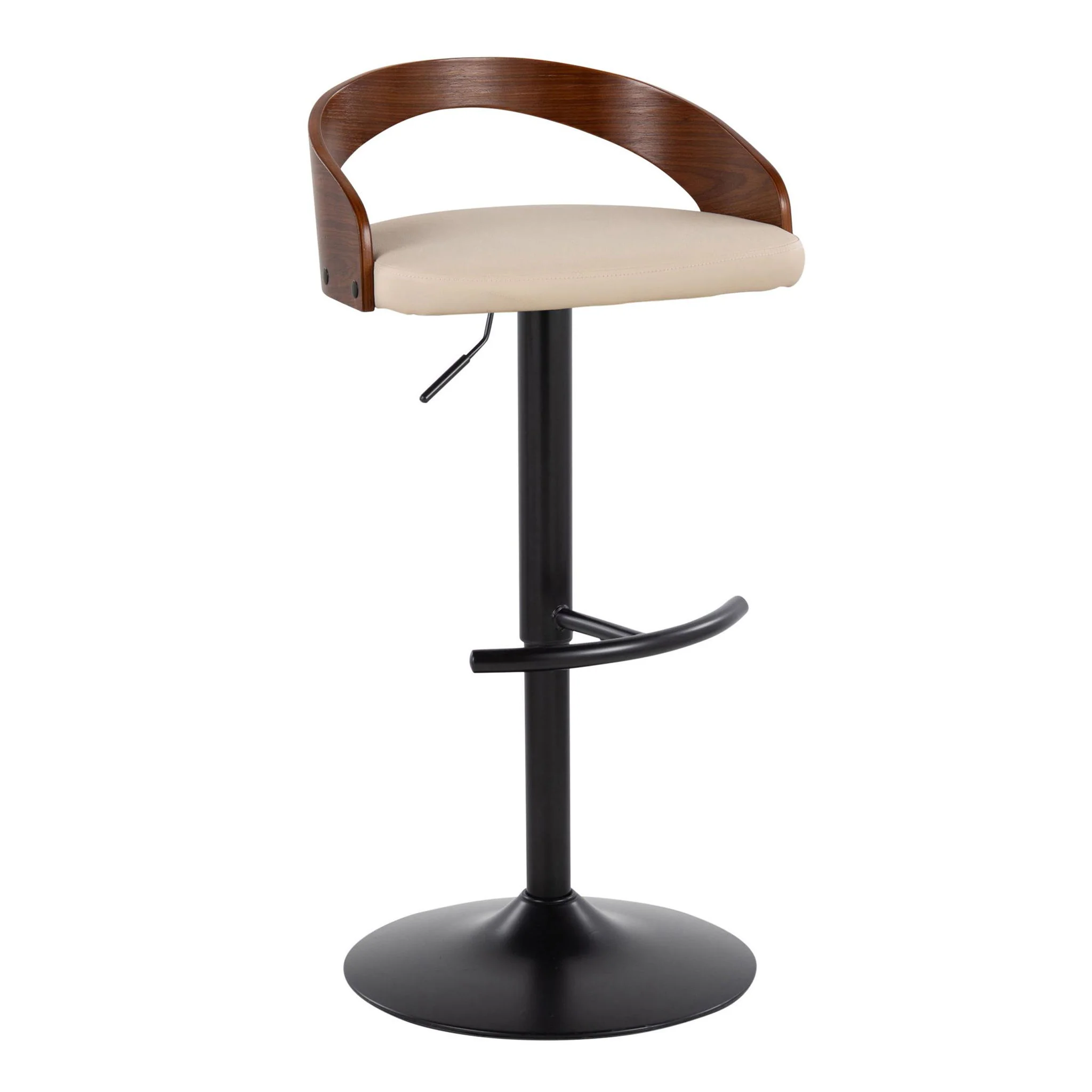 Grotto - Contemporary Adjustable Barstool With Swivel With Rounded T Footrest (Set of 2) - Image 4