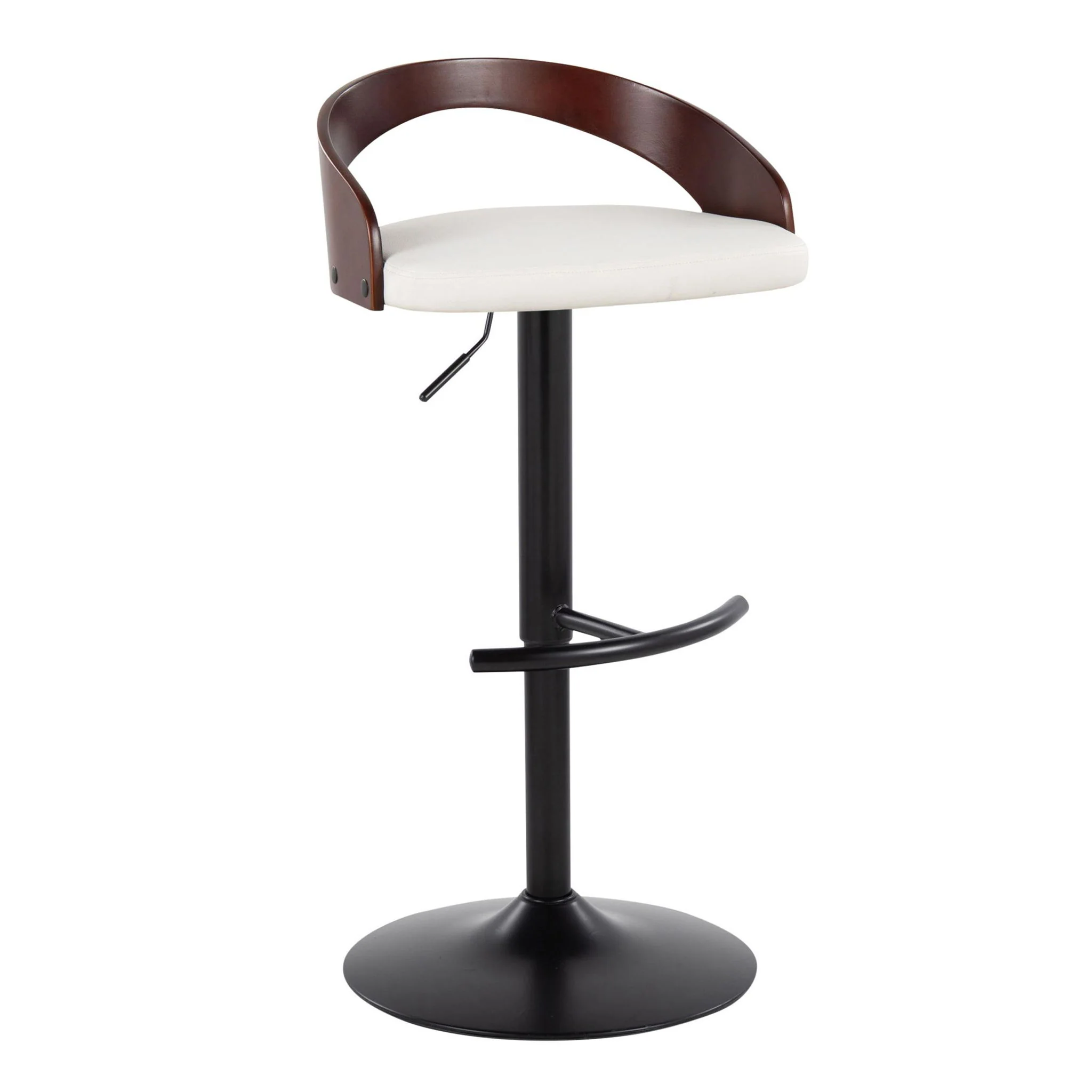 Grotto - Contemporary Adjustable Barstool With Swivel With Rounded T Footrest (Set of 2) - Image 8