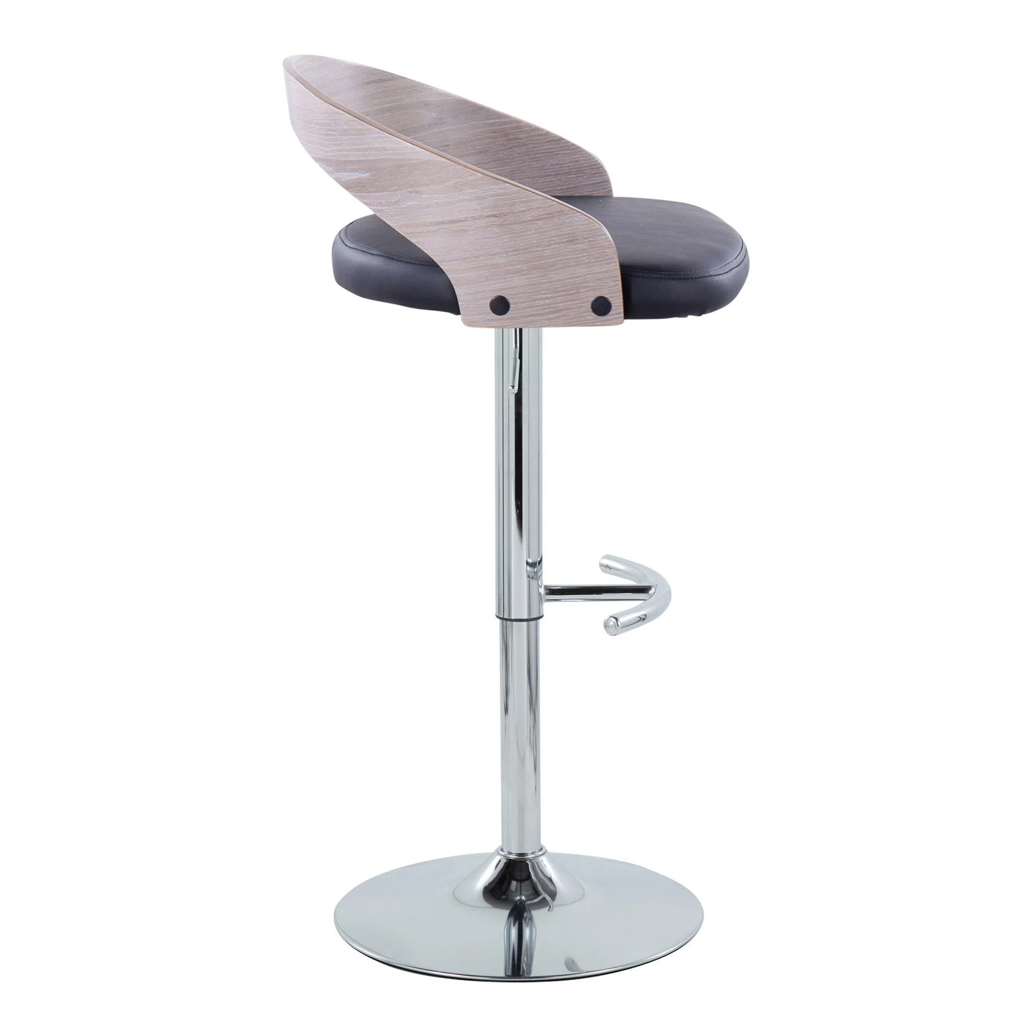 Grotto - Contemporary, Adjustable Barstool With Swivel With Rounded T Footrest (Set of 2) - Image 7