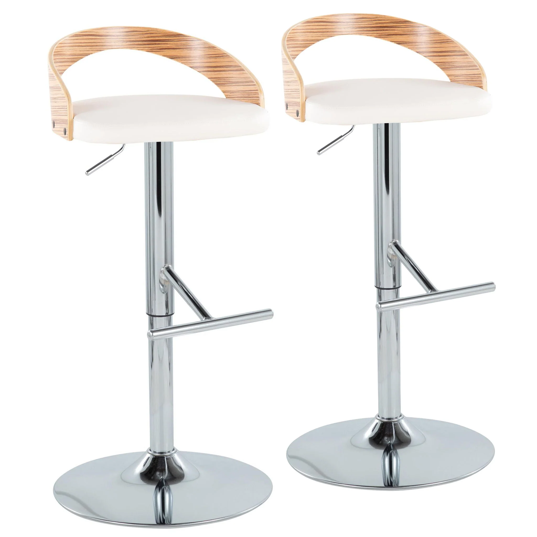 Grotto - Contemporary Adjustable Height Barstool With Swivel With Straight T Footrest (Set of 2) - Image 3