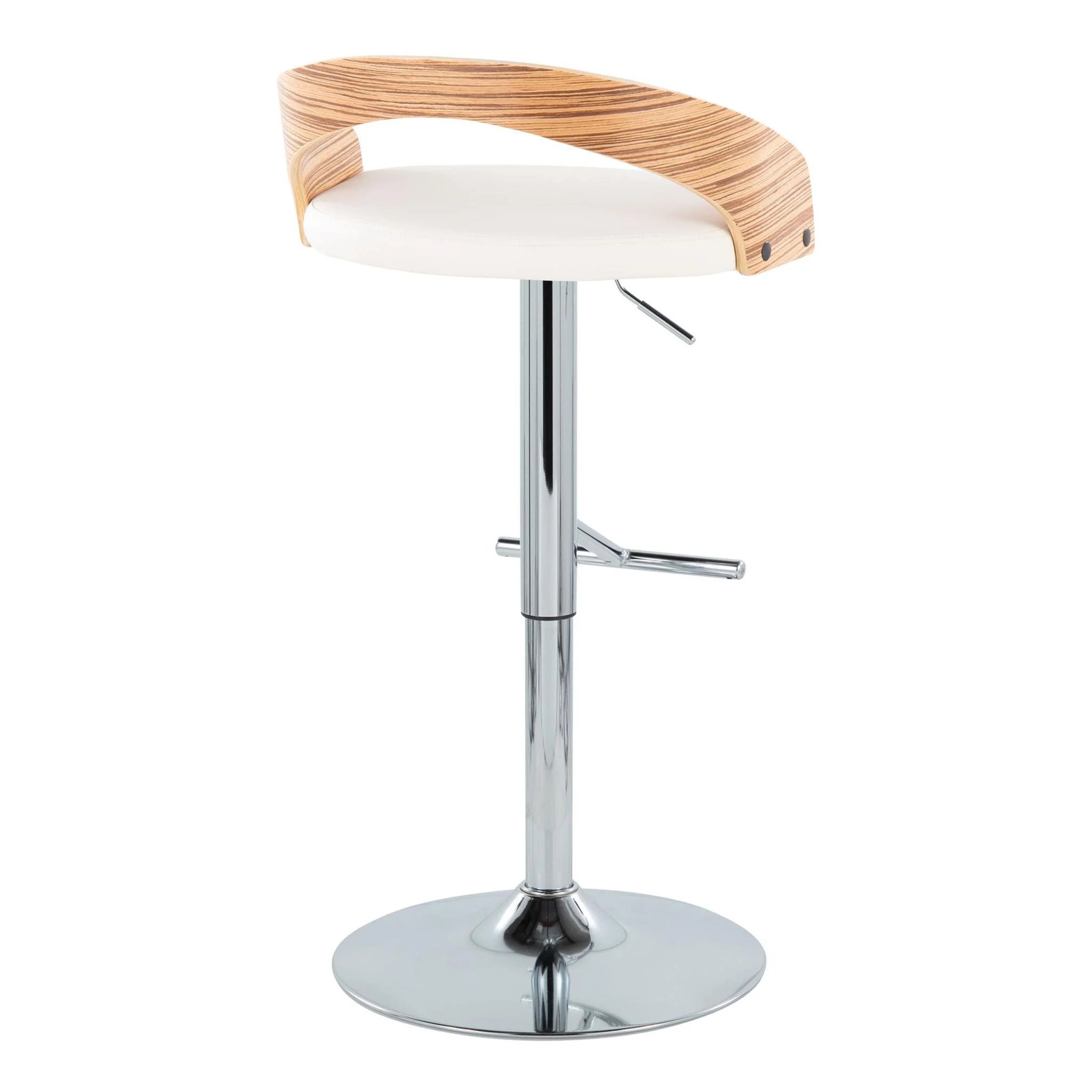 Grotto - Contemporary Adjustable Height Barstool With Swivel With Straight T Footrest (Set of 2) - Image 5