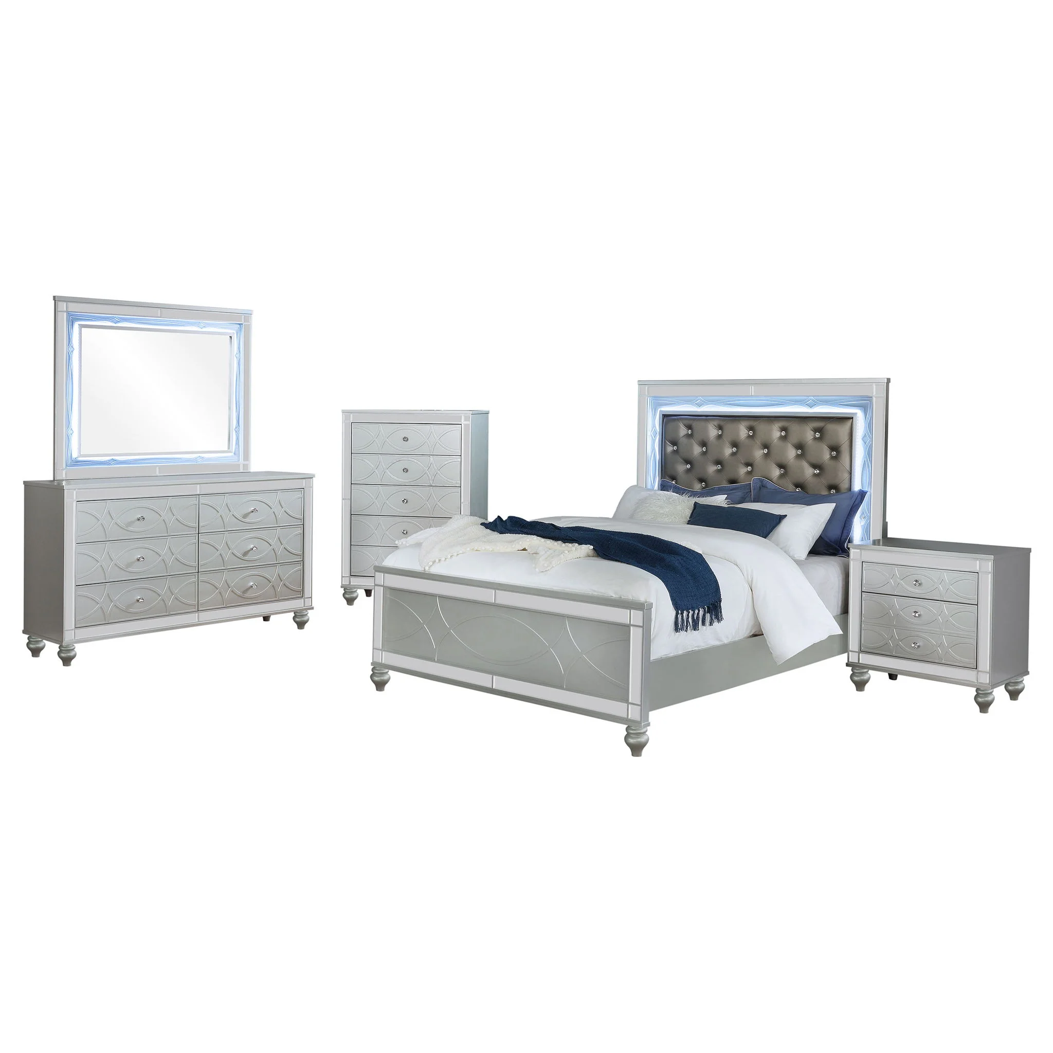 Gunnison 5-piece California King Bedroom Set Silver Metallic - Image 2