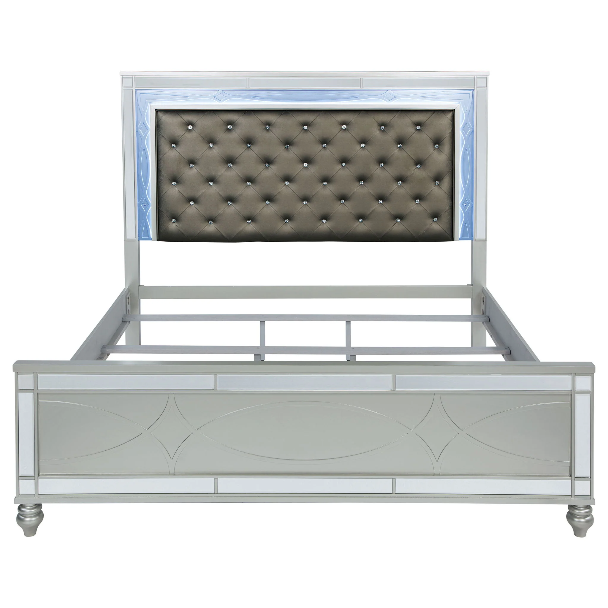 Gunnison Wood Eastern King LED Panel Bed Silver Metallic - Image 2