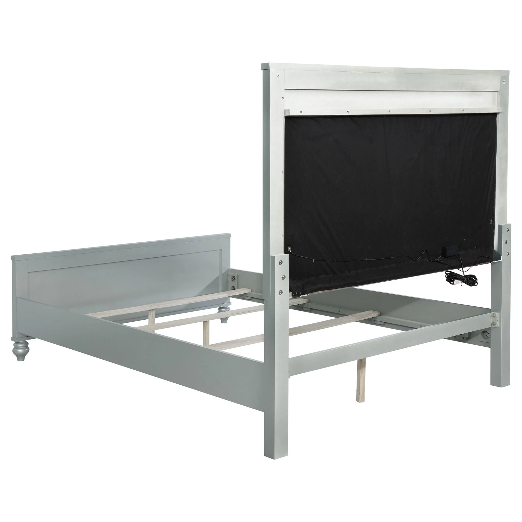 Gunnison Wood Queen LED Panel Bed Silver Metallic - Image 4