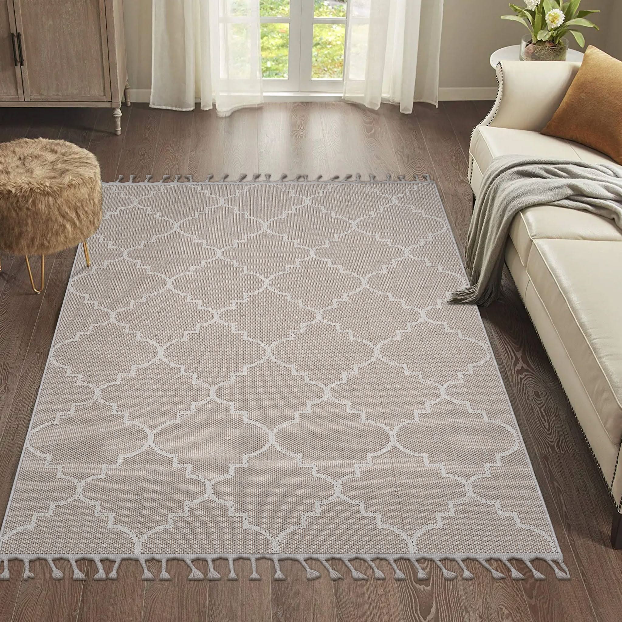 Guros - 6' X 9' Trellis Indoor / Outdoor Area Rug - Ivory - Image 3