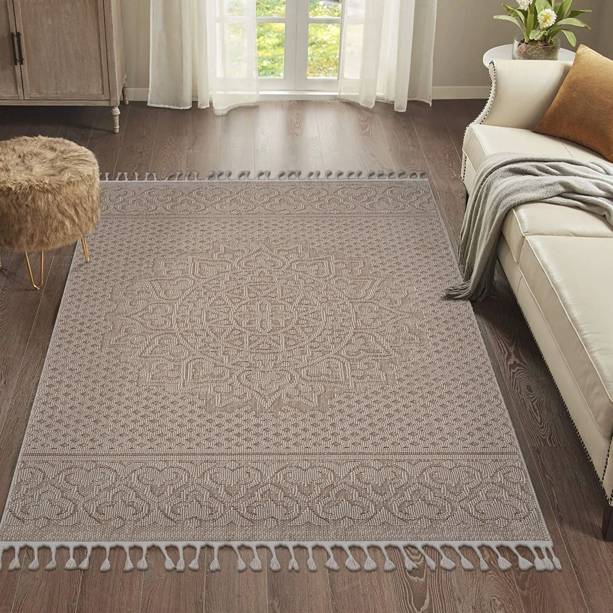 Guros - 8' X 10' Medallion Indoor / Outdoor Area Rug - Beige - Image 2
