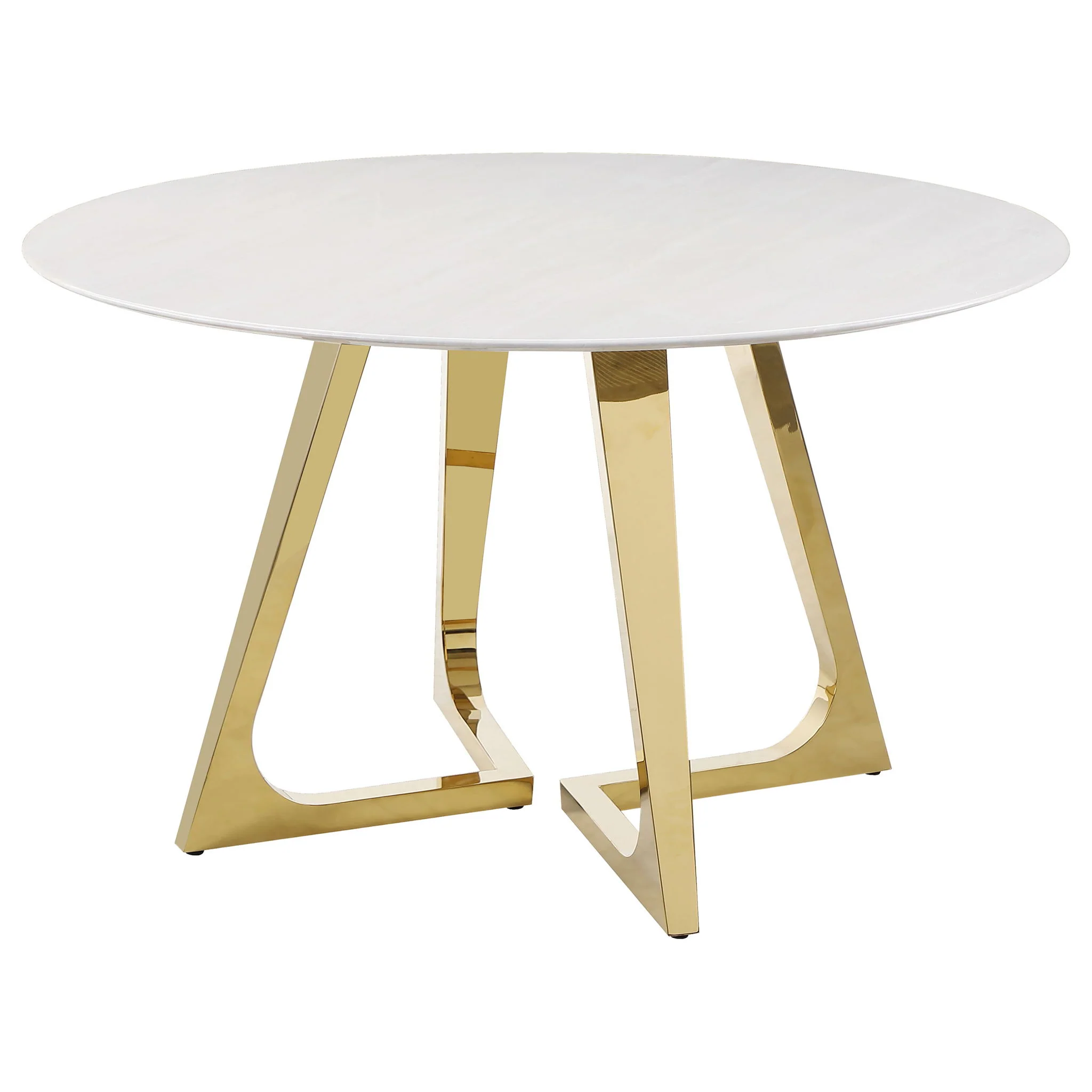 Gwynn Round 51-inch Marble Stainless Steel Dining Table Gold - Image 2