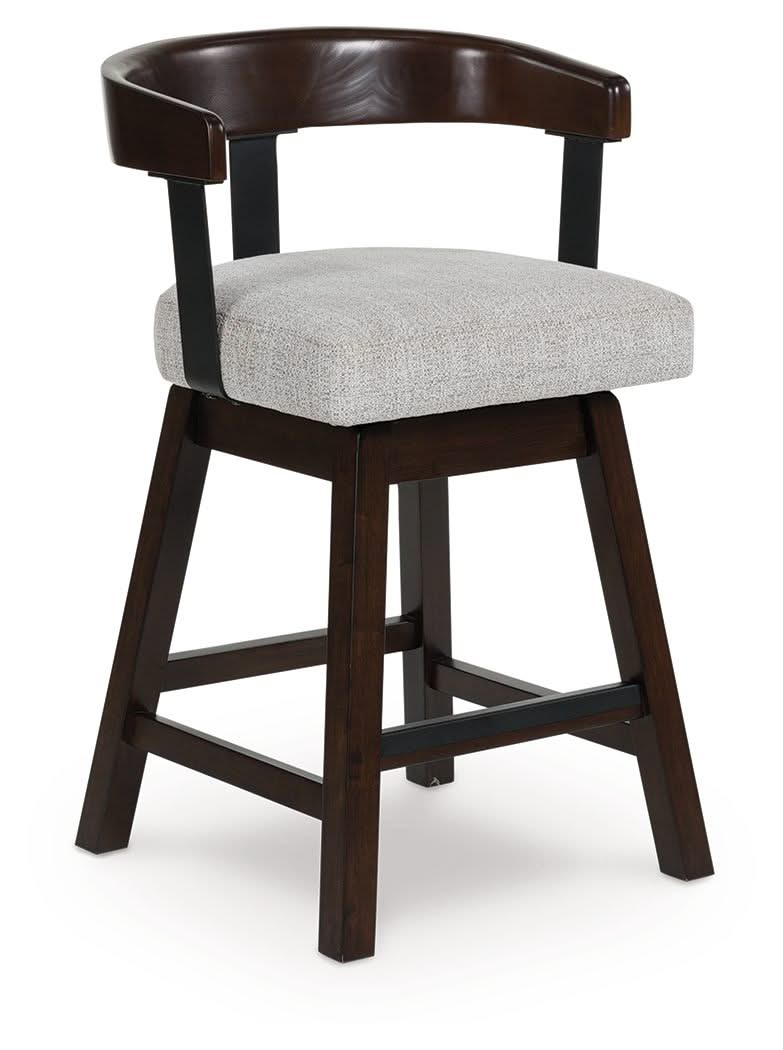Haddigan - Upholstered Swivel Barstool (Set of 2) - Dark Brown - Image 3