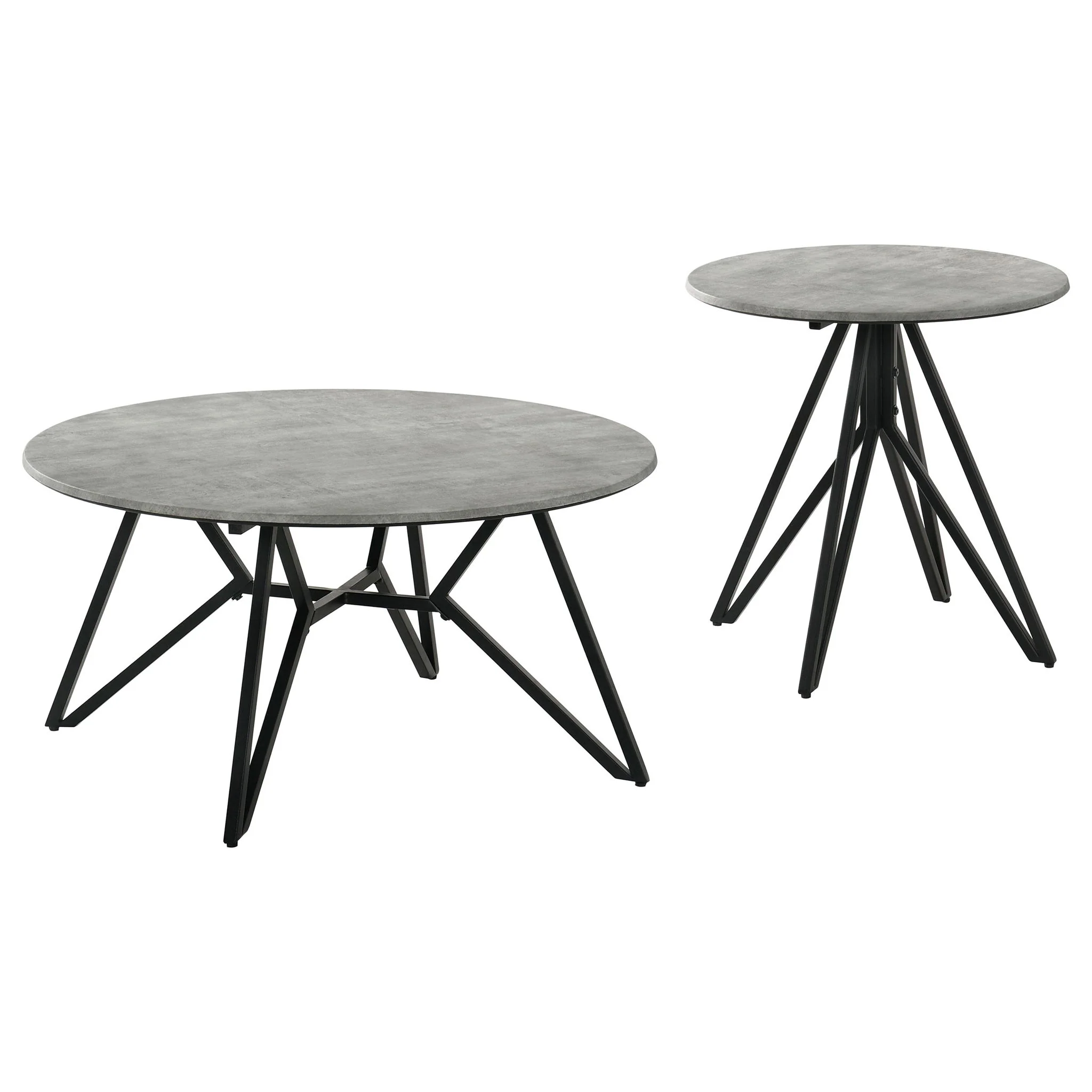 Hadi 2-piece Round SmartTop Coffee and End Table Set Cement - Image 4