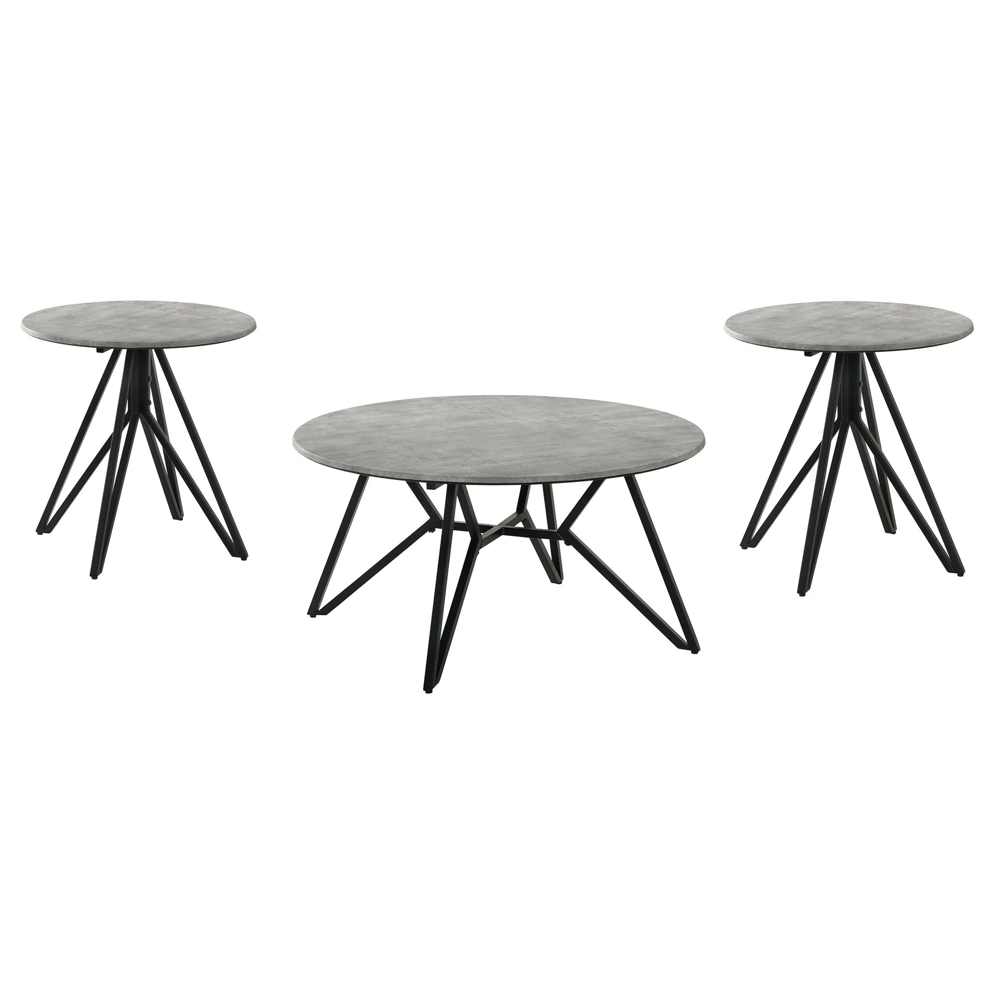 Hadi 3-piece Round SmartTop Coffee and End Table Set Cement - Image 2