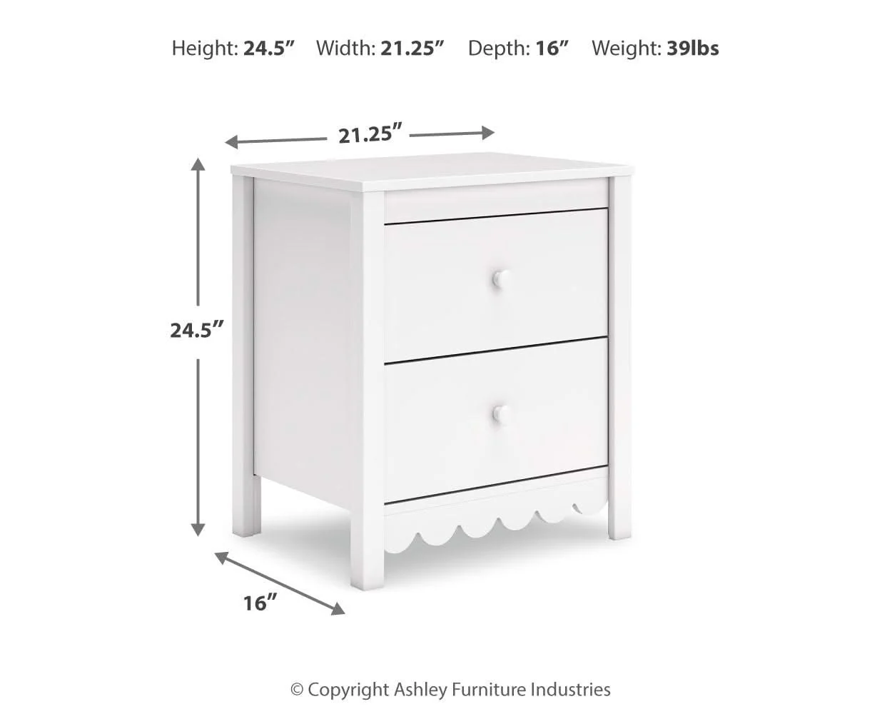 Hallityn - Two Drawer Night Stand - White - Image 2
