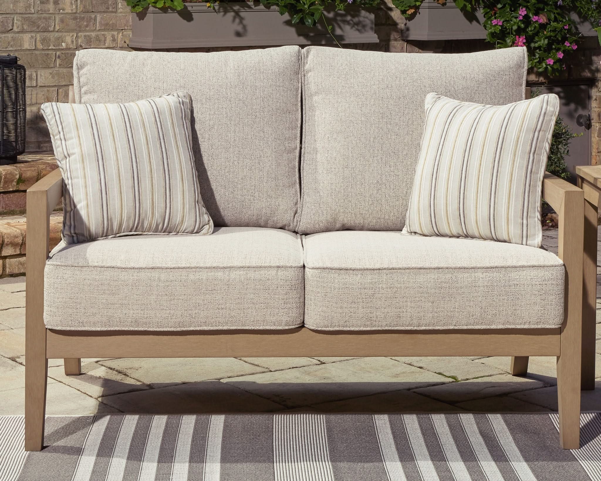 Hallow Creek - Loveseat With Cushion - Driftwood - Image 4