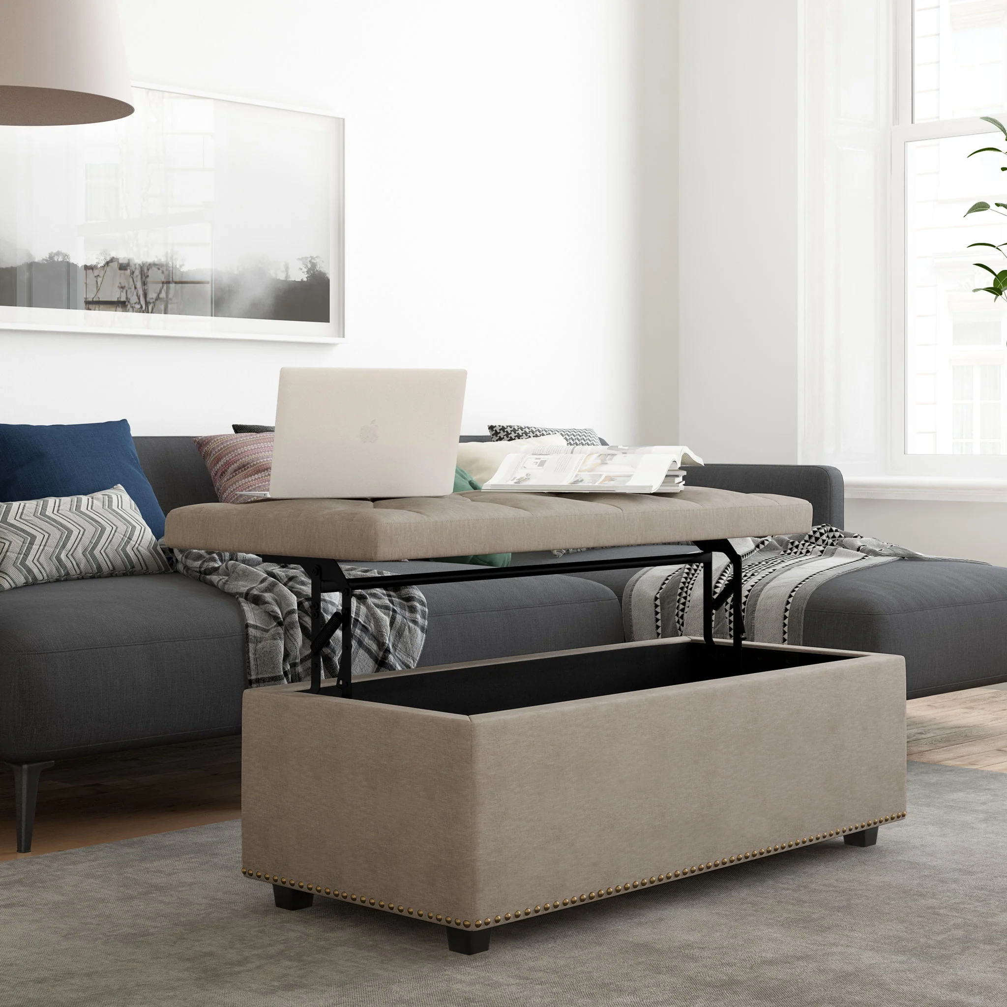 Hamilton - Upholstered Lift Top Rectangular Storage Ottoman - Image 10