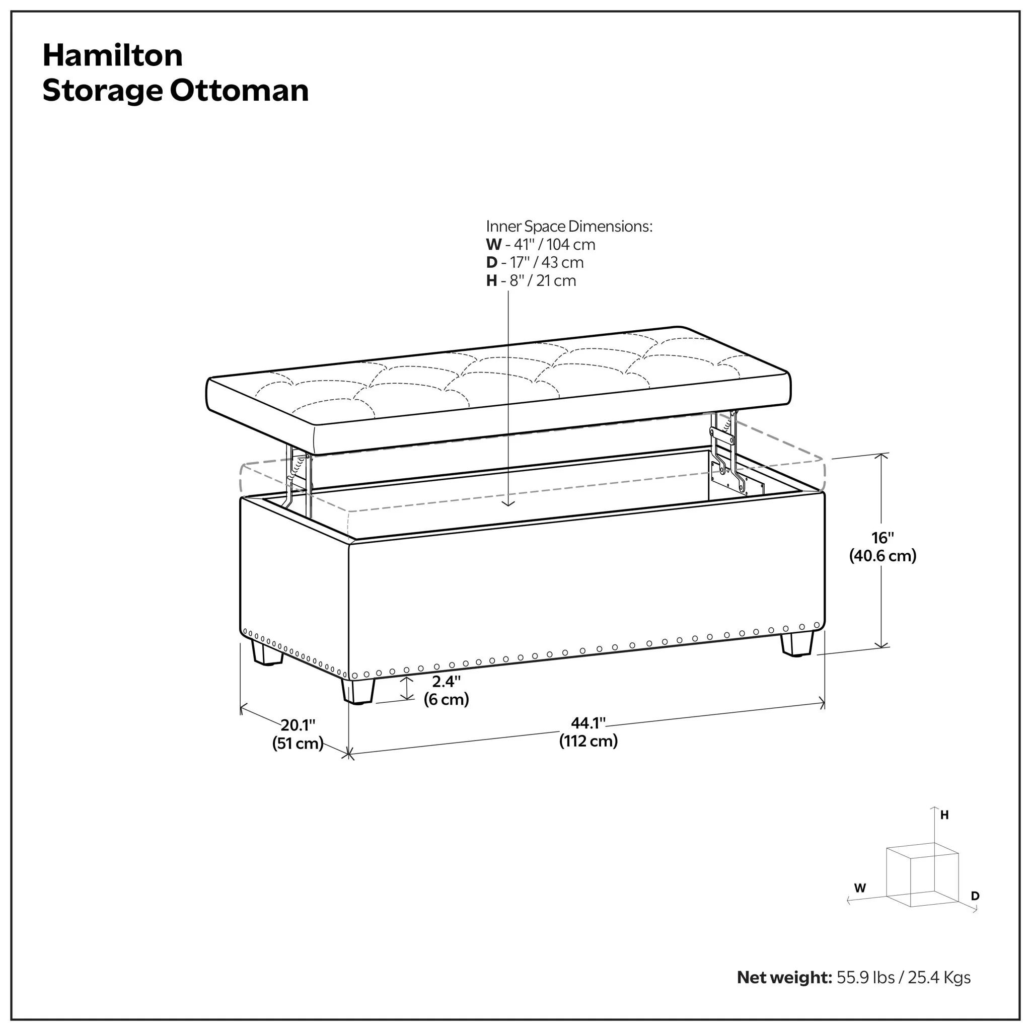 Hamilton - Upholstered Lift Top Rectangular Storage Ottoman - Image 12