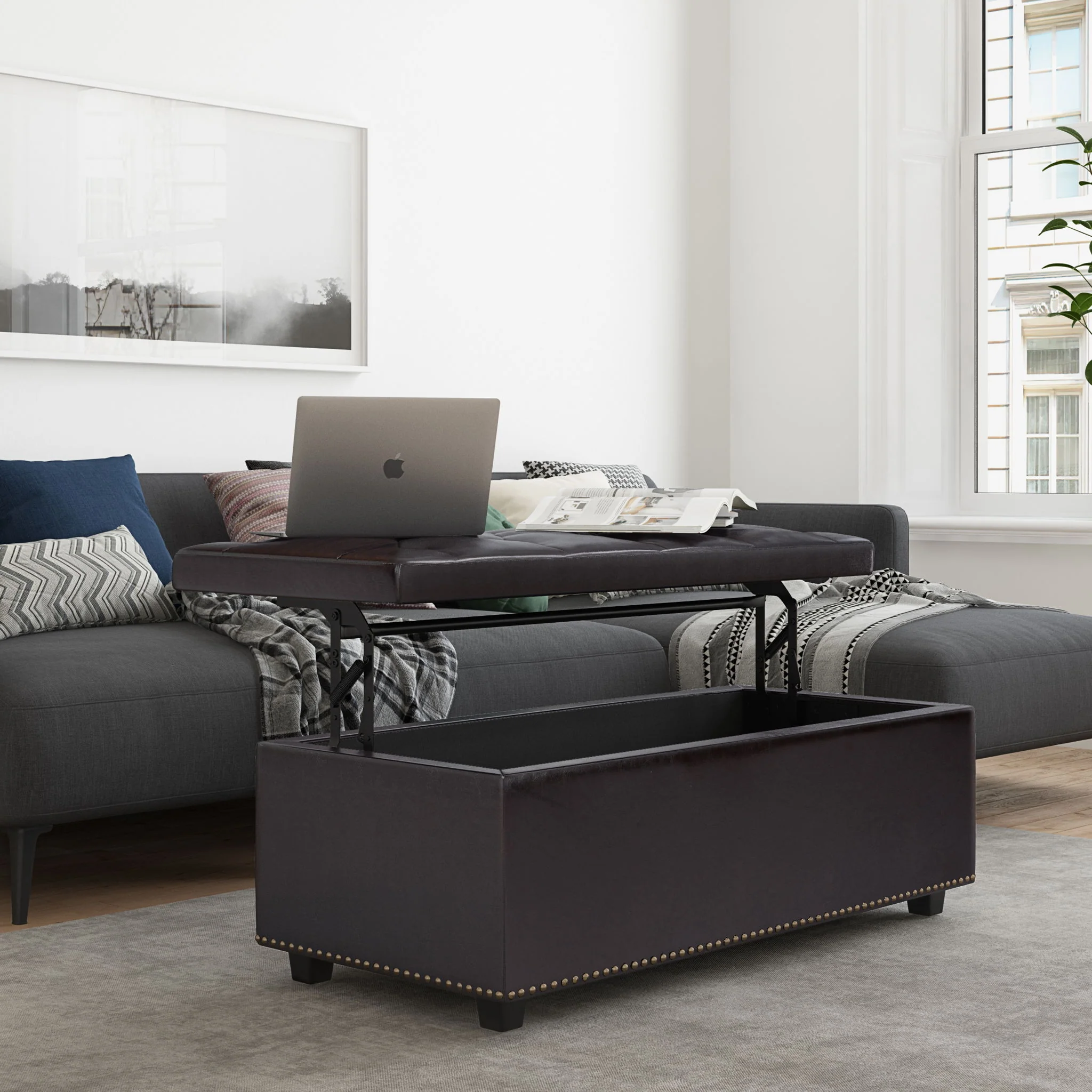 Hamilton - Upholstered Lift Top Rectangular Storage Ottoman - Image 5