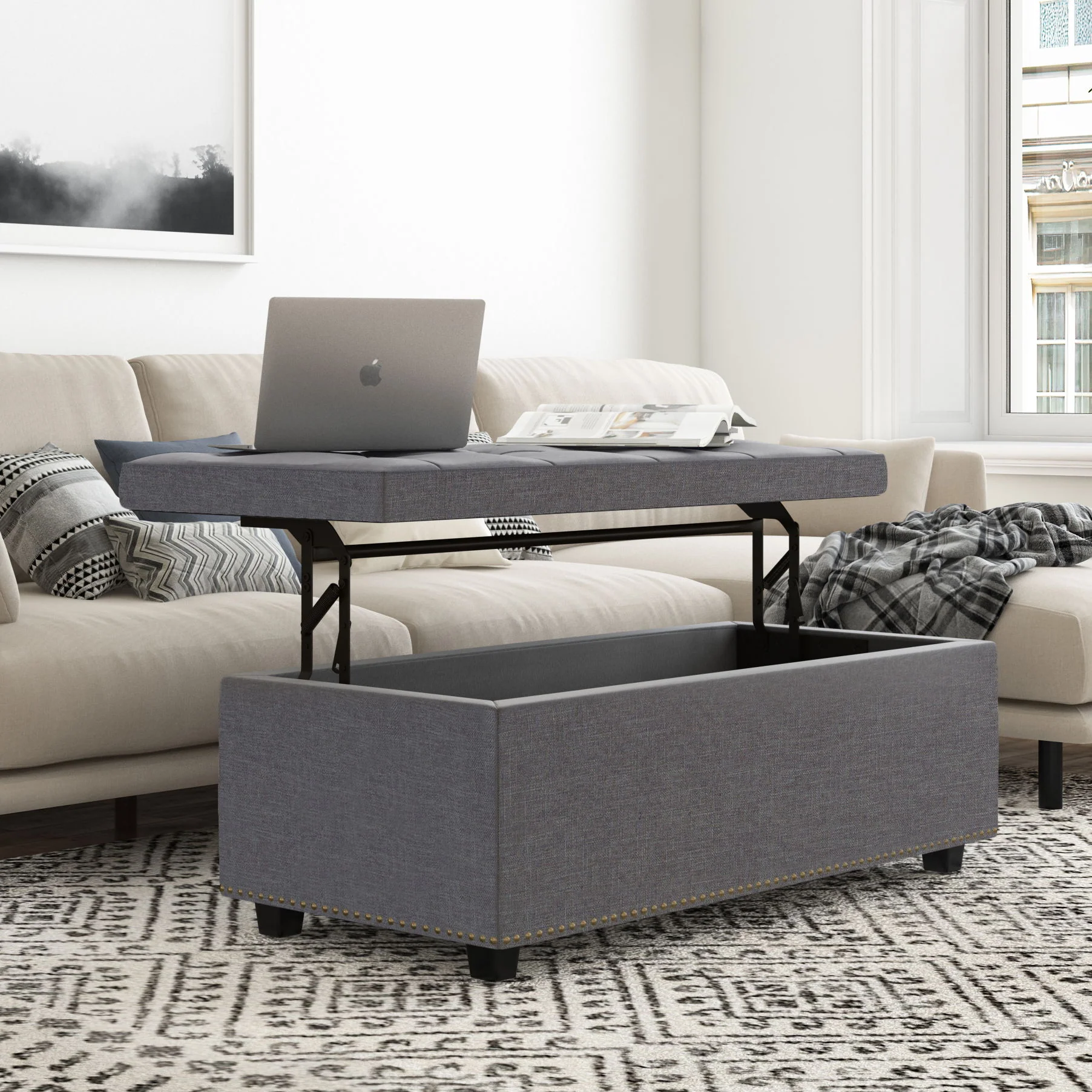 Hamilton - Upholstered Lift Top Rectangular Storage Ottoman - Image 7