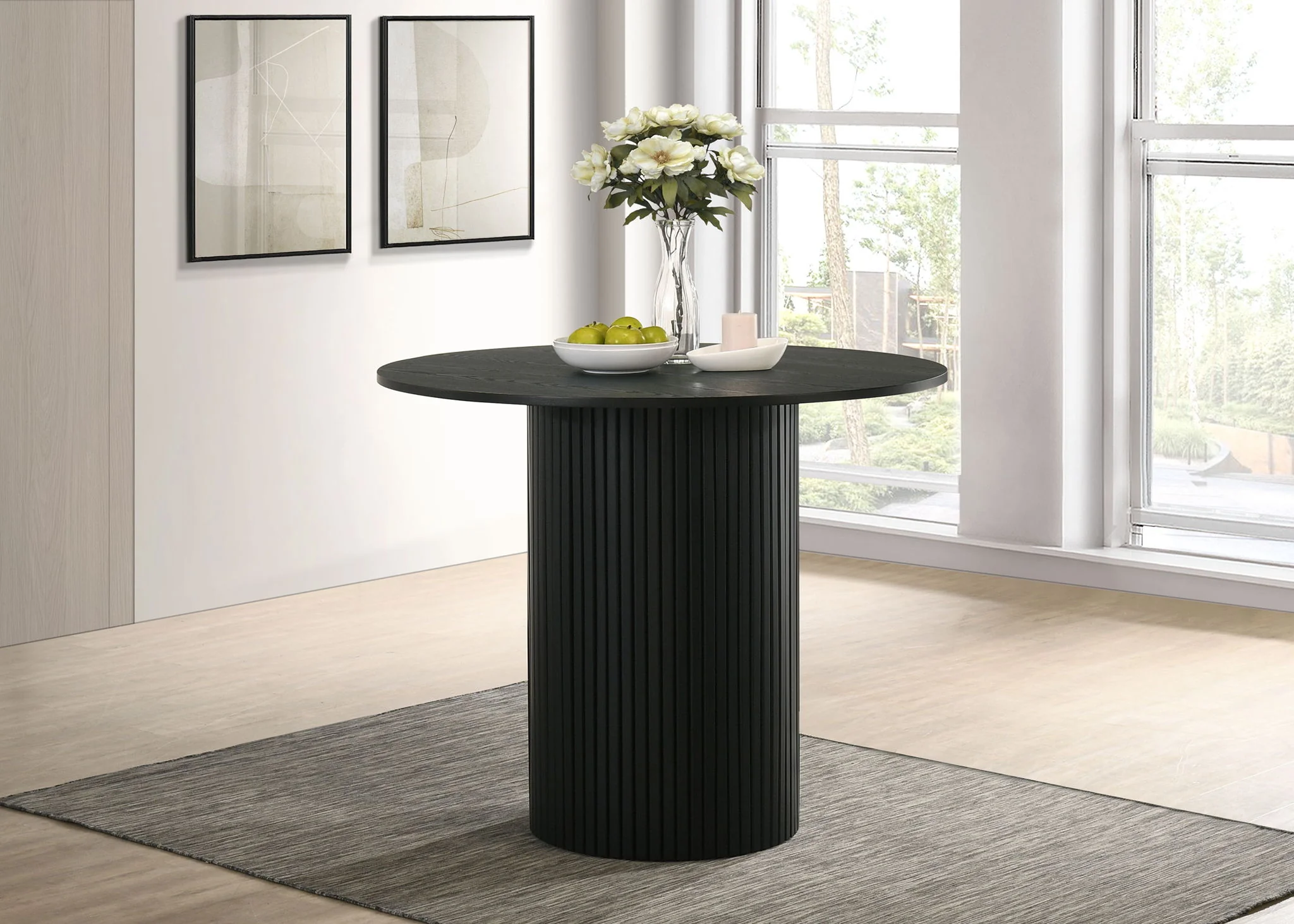 Hamlyn 43-inch Round Wood Counter Height Dining Table Black - Image 4