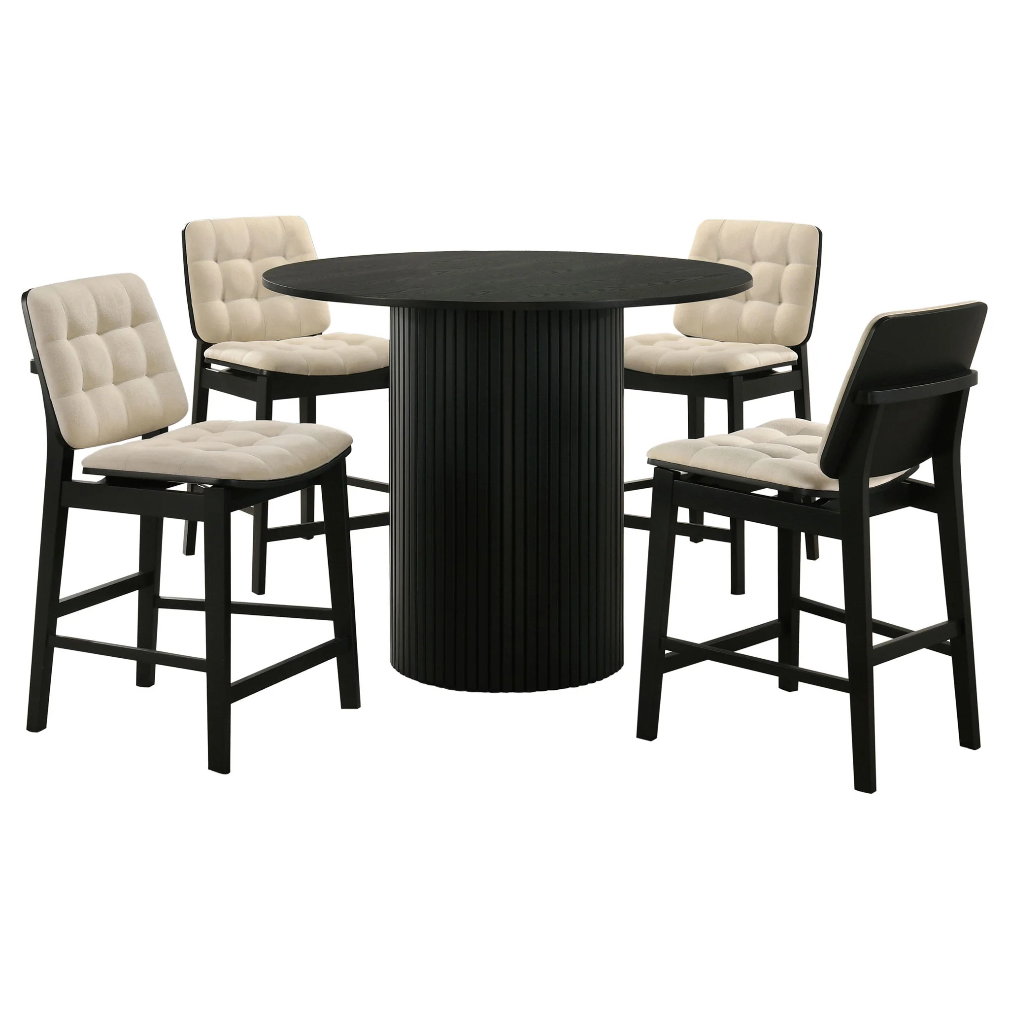 Hamlyn 5-piece Round Wood Counter Height Dining Set Cream and Black - Image 2