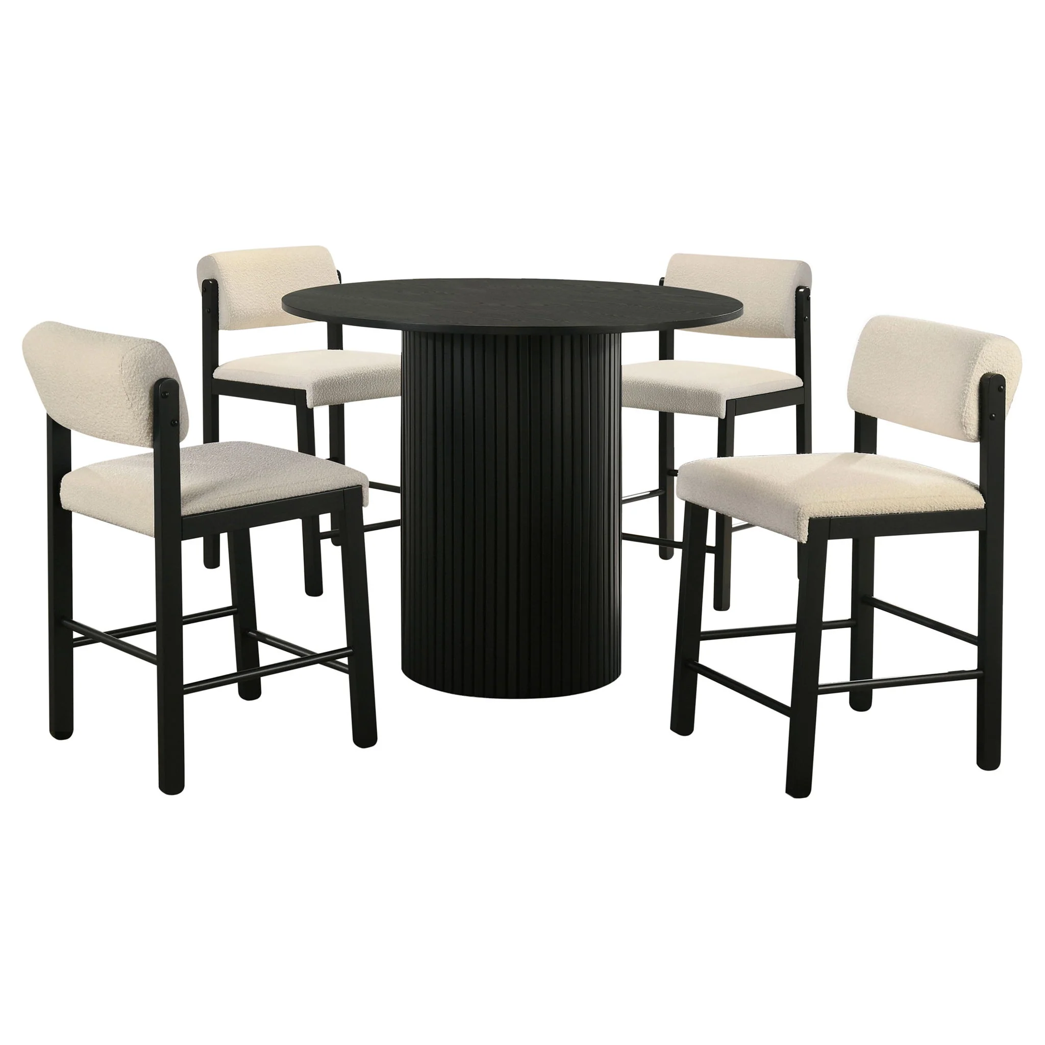 Hamlyn 5-piece Round Wood Counter Height Dining Set Cream and Black - Image 2