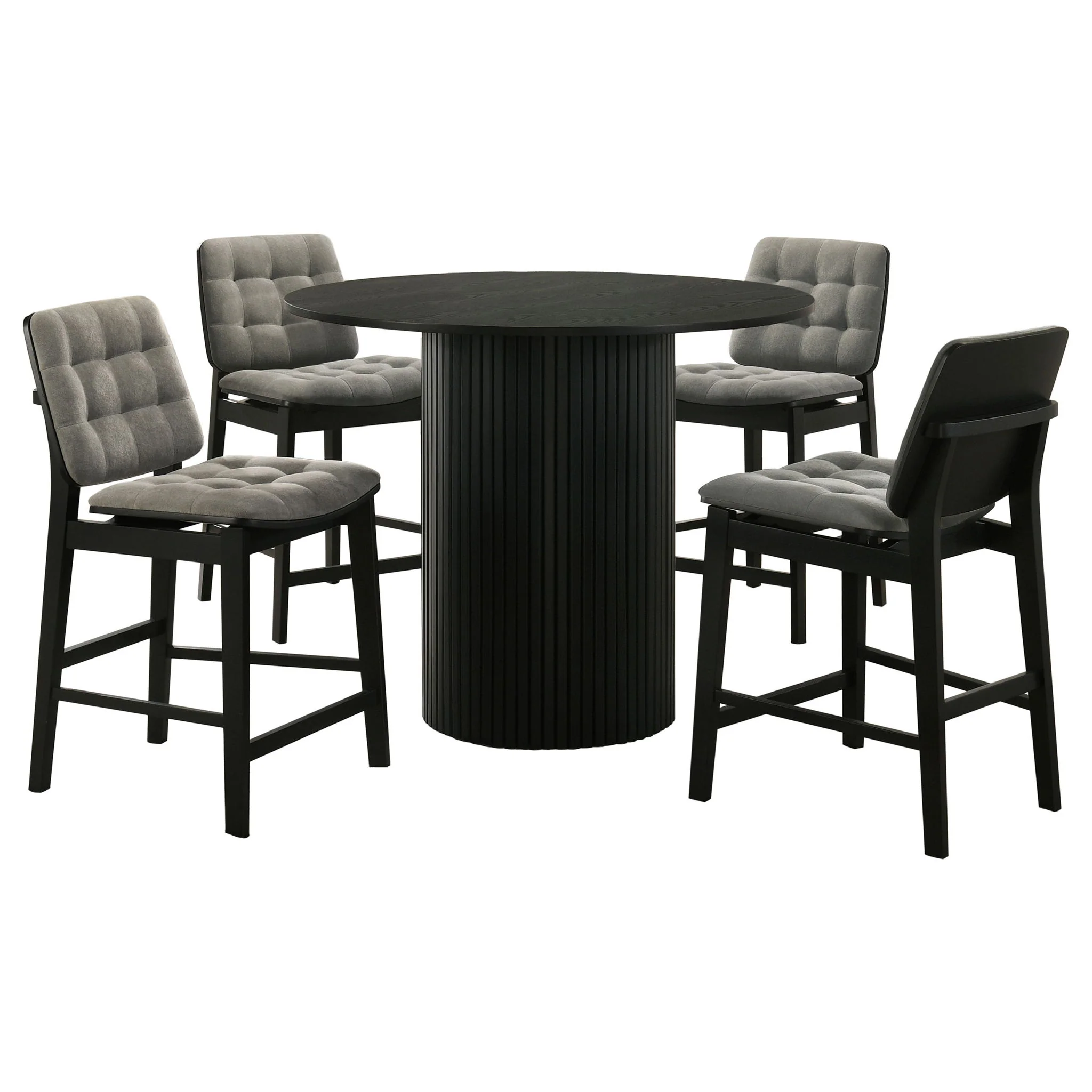 Hamlyn 5-piece Round Wood Counter Height Dining Set Grey and Black - Image 4