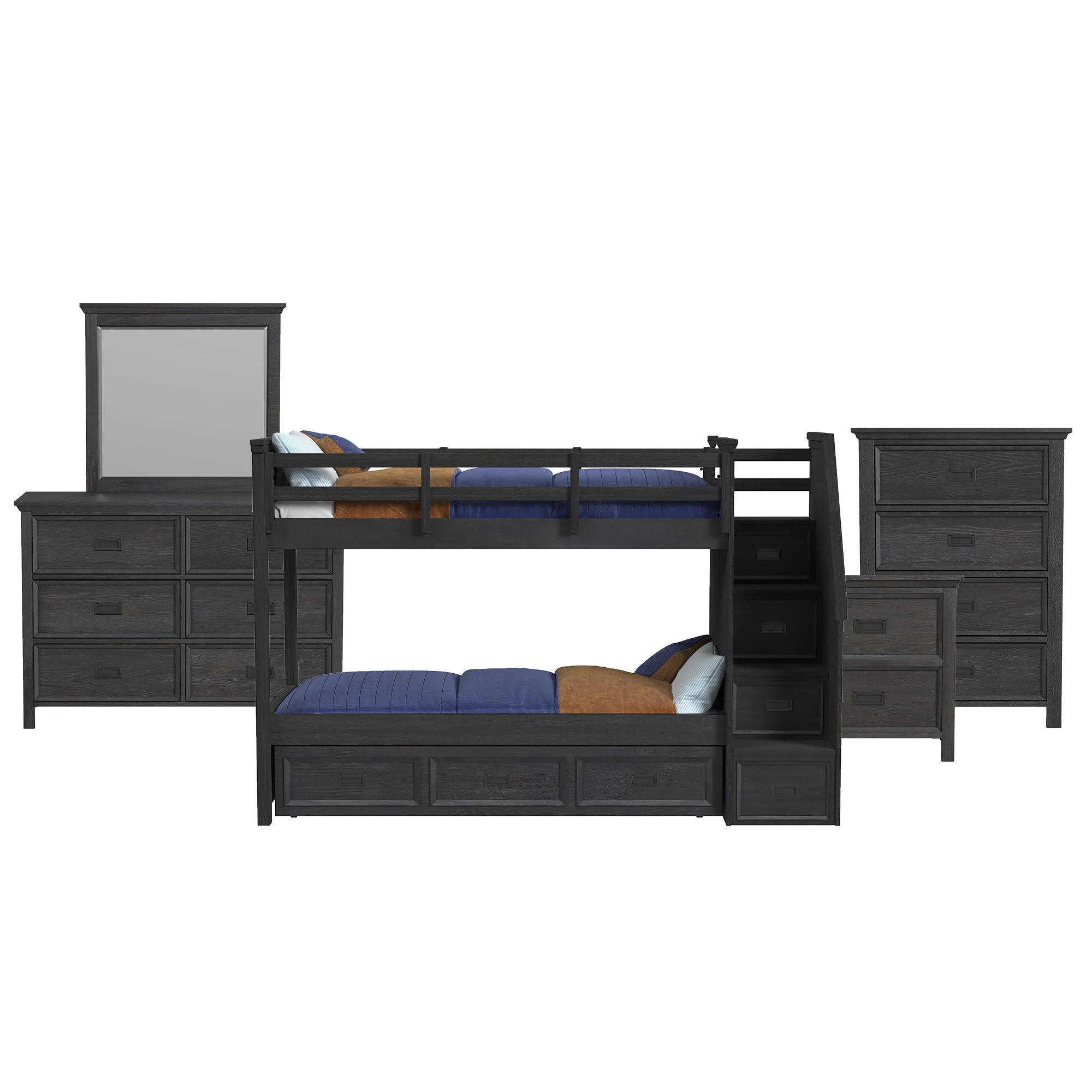 Hampton Kids - Bunk With Staircase And Trundle Bedroom Set - Image 7