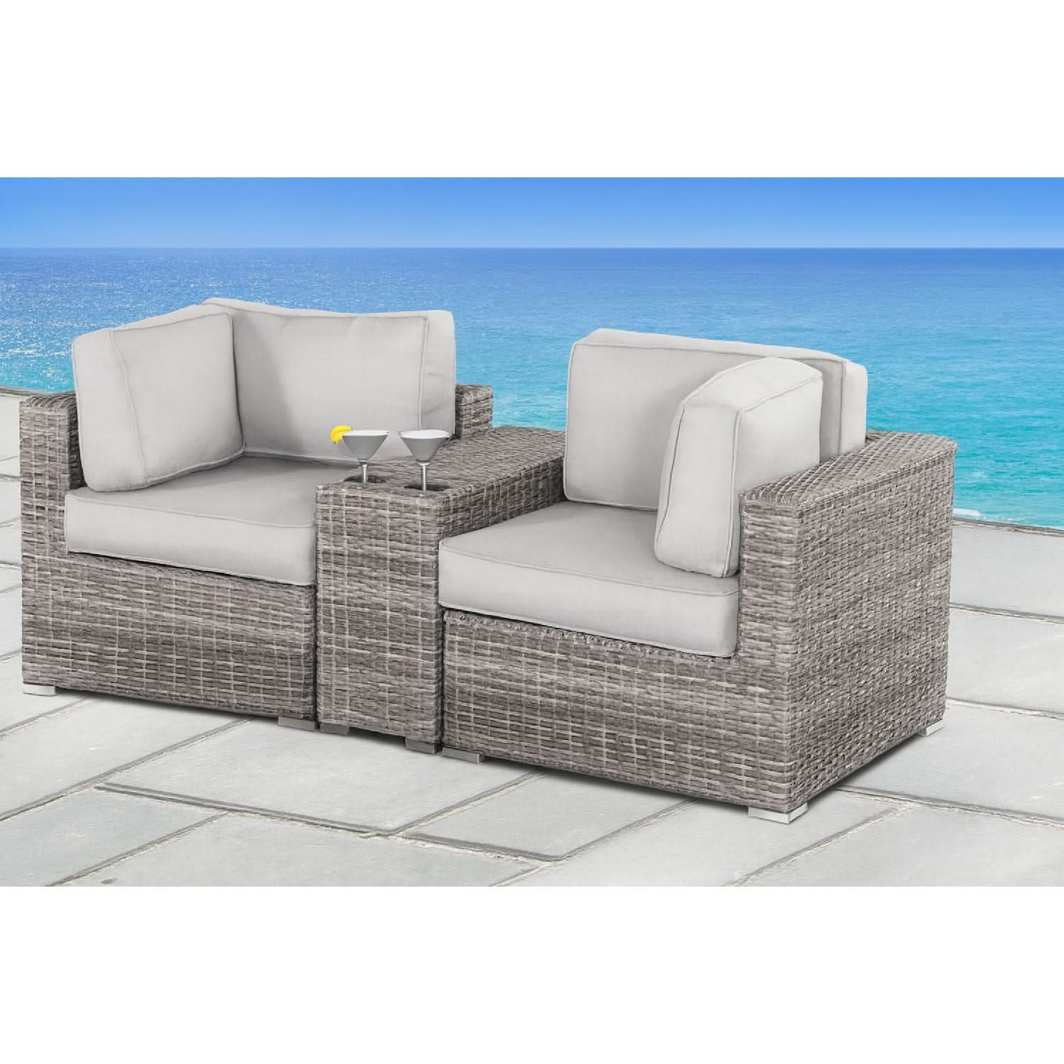 Handcrafted Outdoor Loveseat With Wicker Seating - Image 11