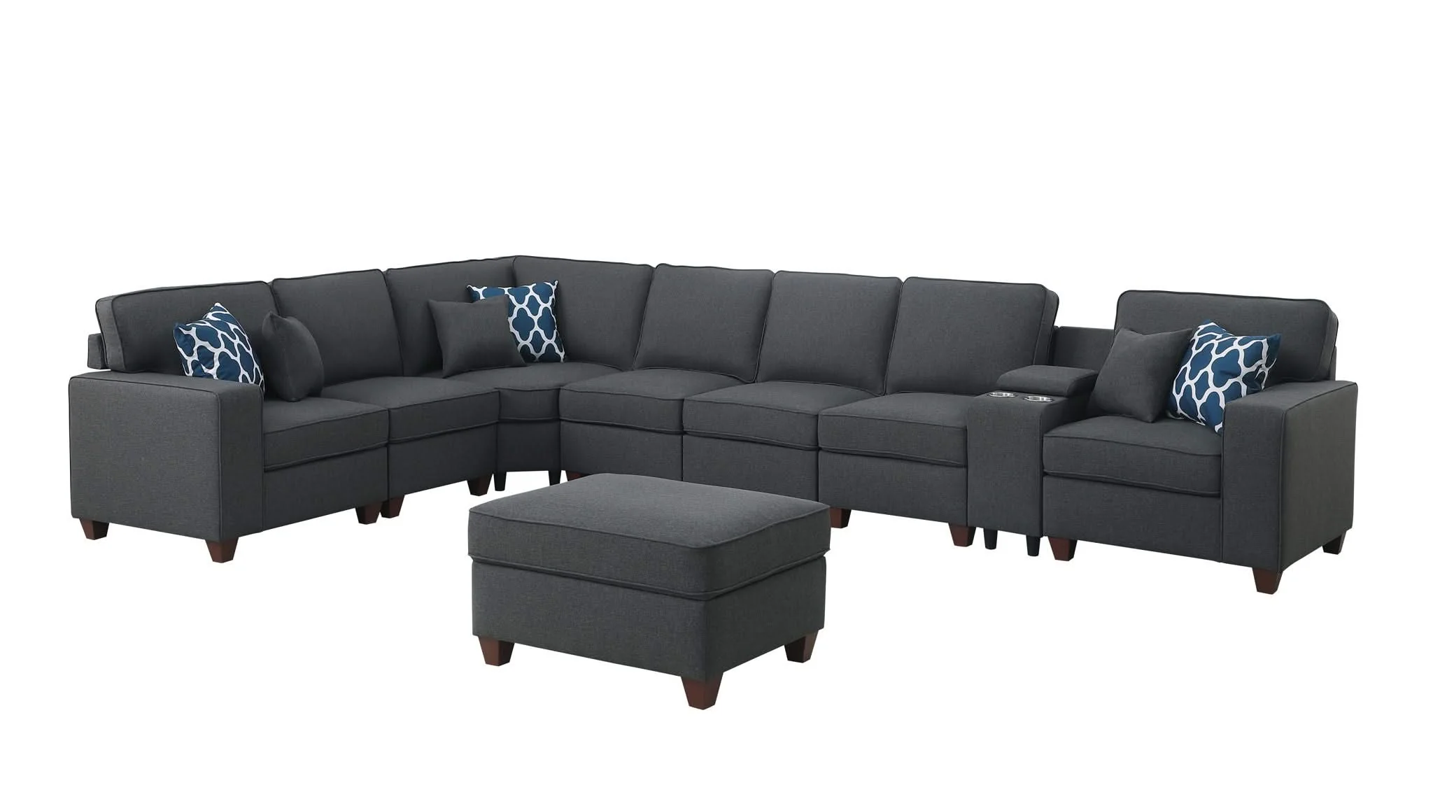 Hannah - Sectional Sofa With Ottoman - Dark Gray - Image 2
