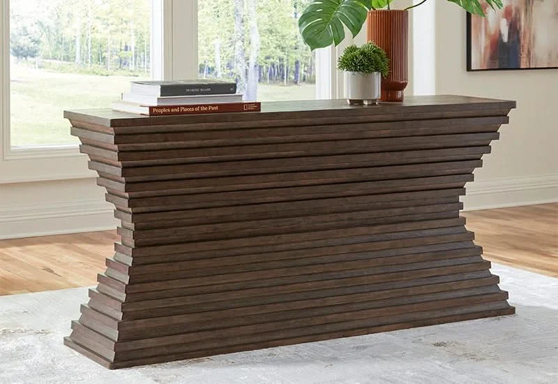 Hannodream Brown Contemporary Console Sofa Table - Image 2