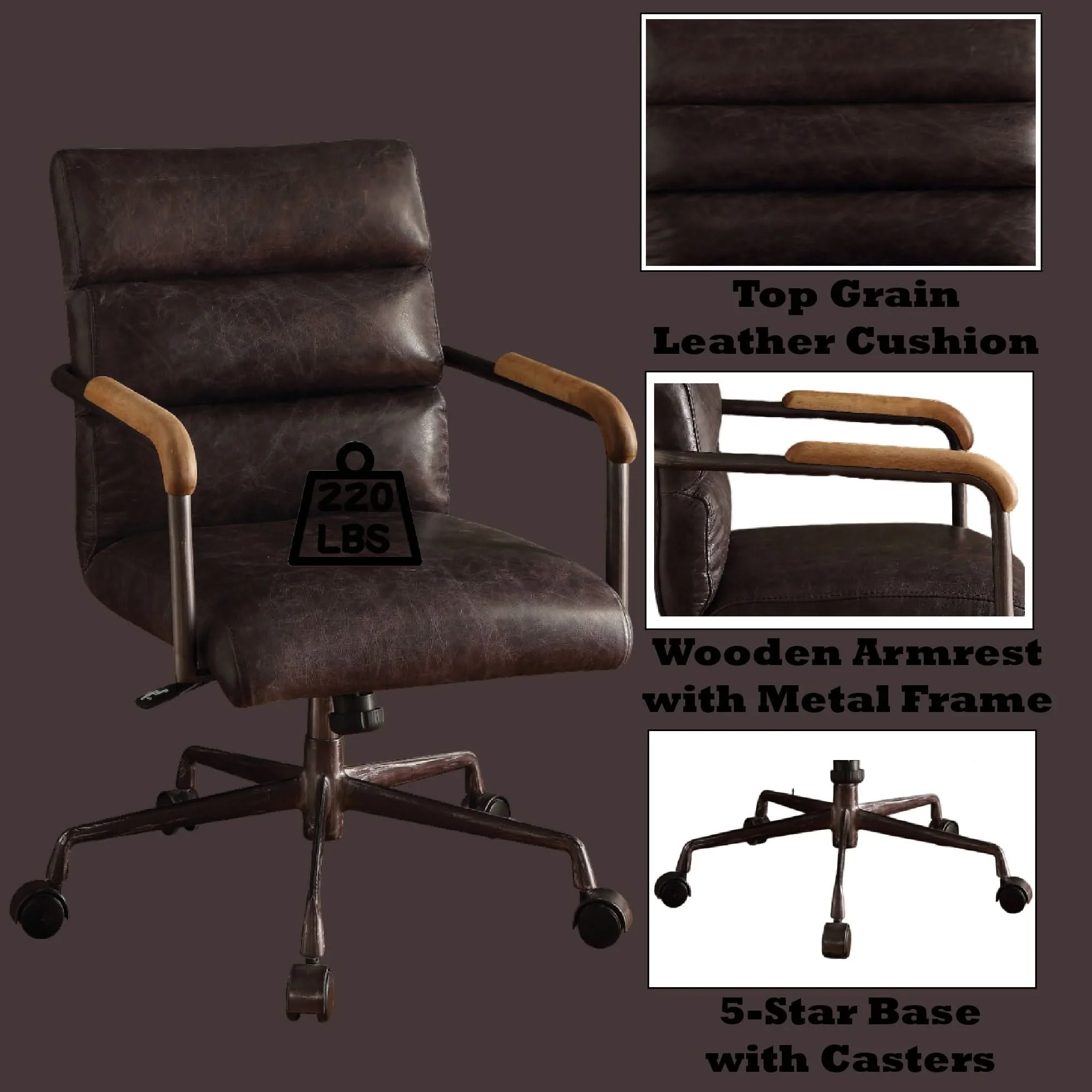 Harith - Retro Top Grain Office Chair - Image 4
