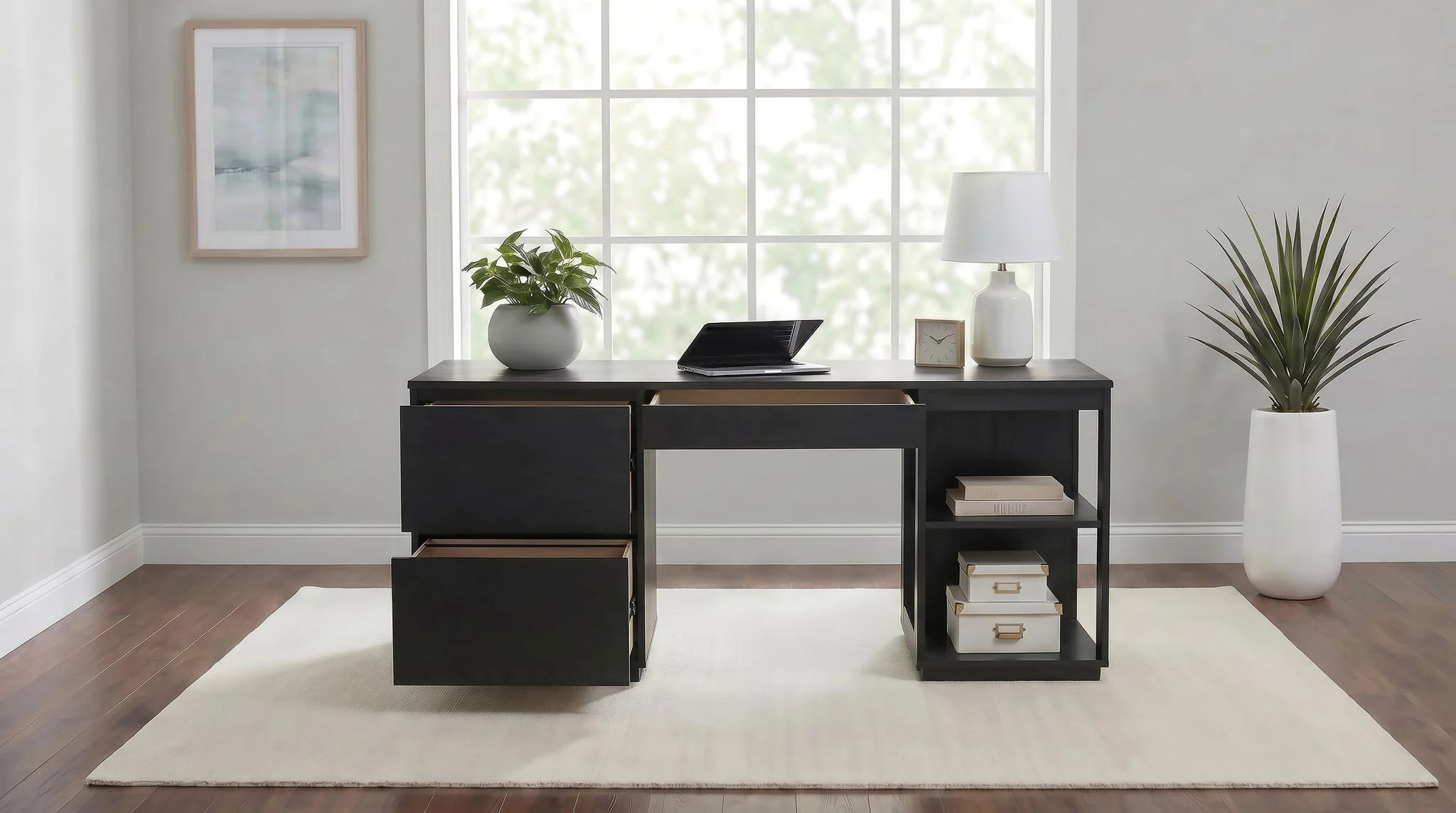 Harkes 75-inch 3-drawer Computer Desk with Adjustable Shelf Coffee Bean - Image 4