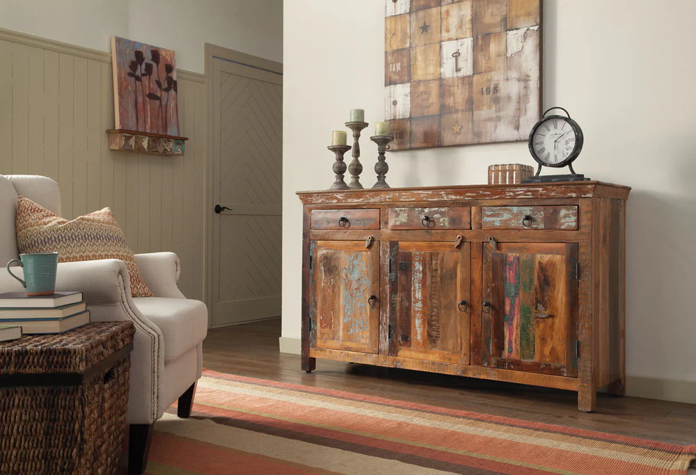Harper 3-door Solid Reclaimed Wood Accent Cabinet Brown - Image 3