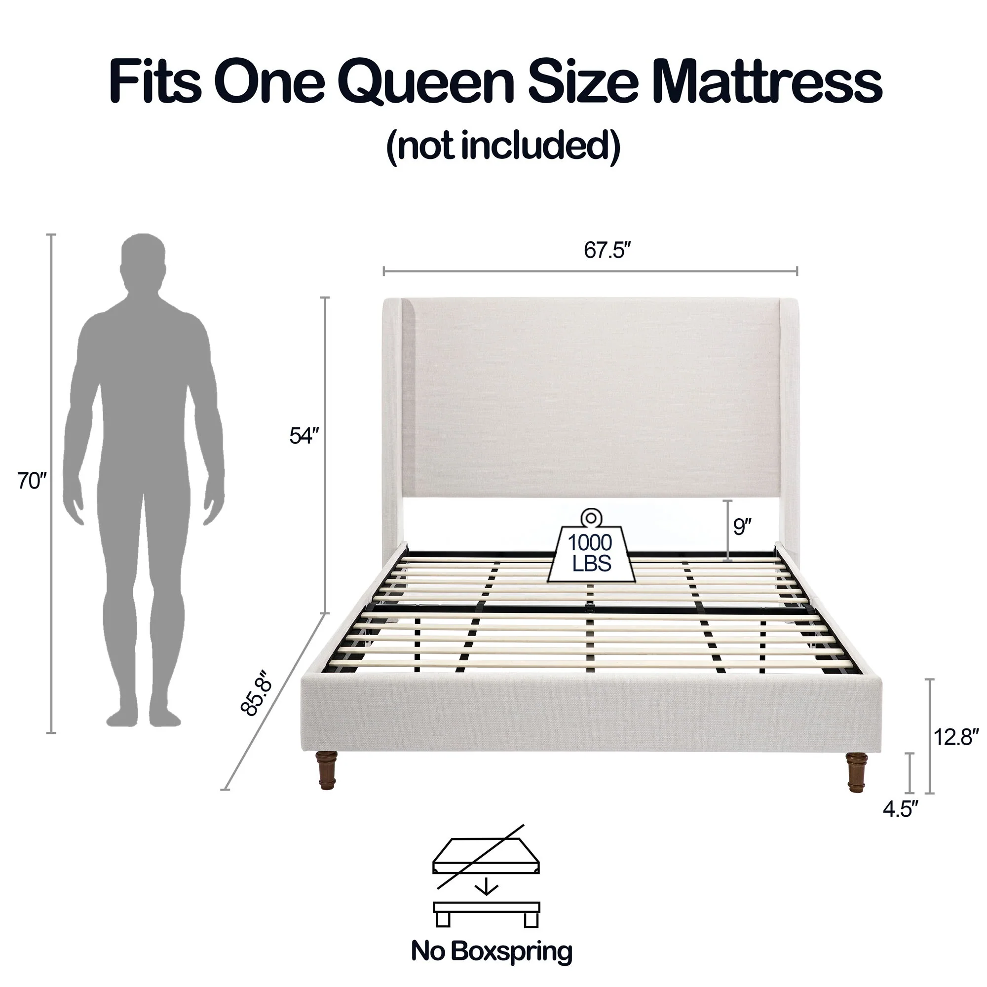 Harper - Tall Headboard Upholstered Bed / High Headboard / Elegant Simplicity / No Box Spring Needed - Image 11