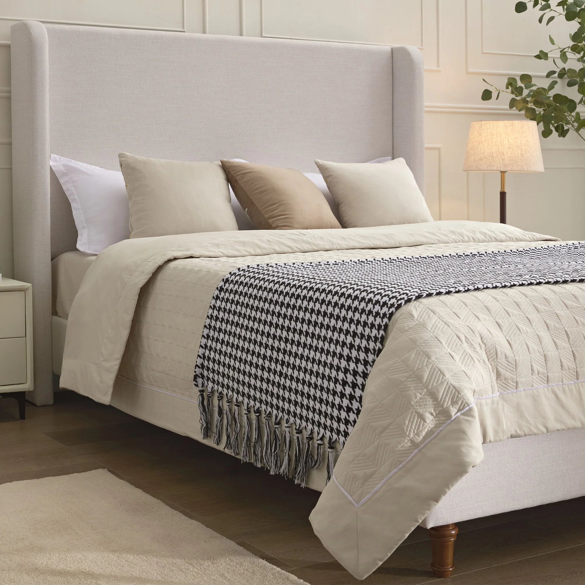 Harper - Tall Headboard Upholstered Bed / High Headboard / Elegant Simplicity / No Box Spring Needed - Image 13
