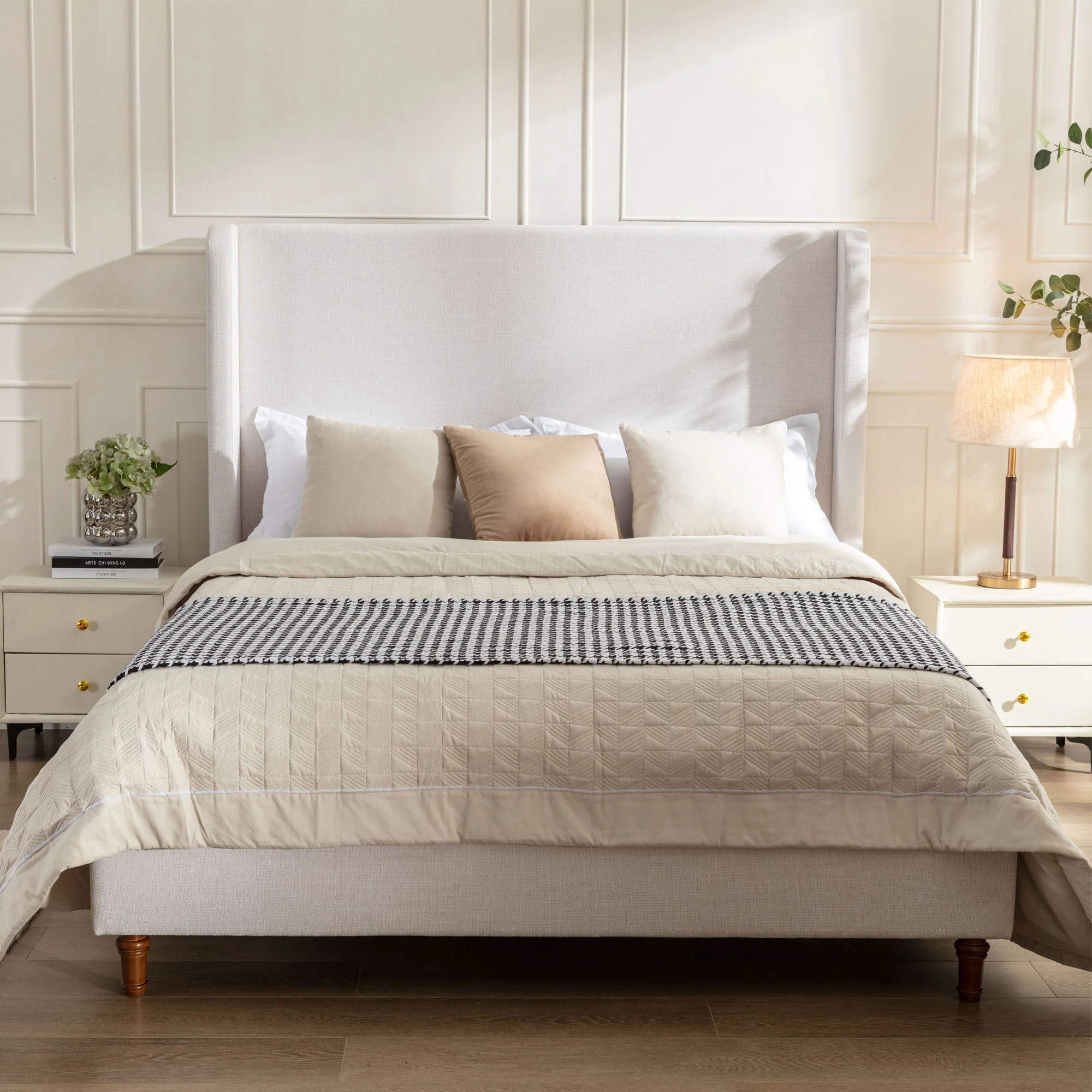 Harper - Tall Headboard Upholstered Bed / High Headboard / Elegant Simplicity / No Box Spring Needed - Image 7