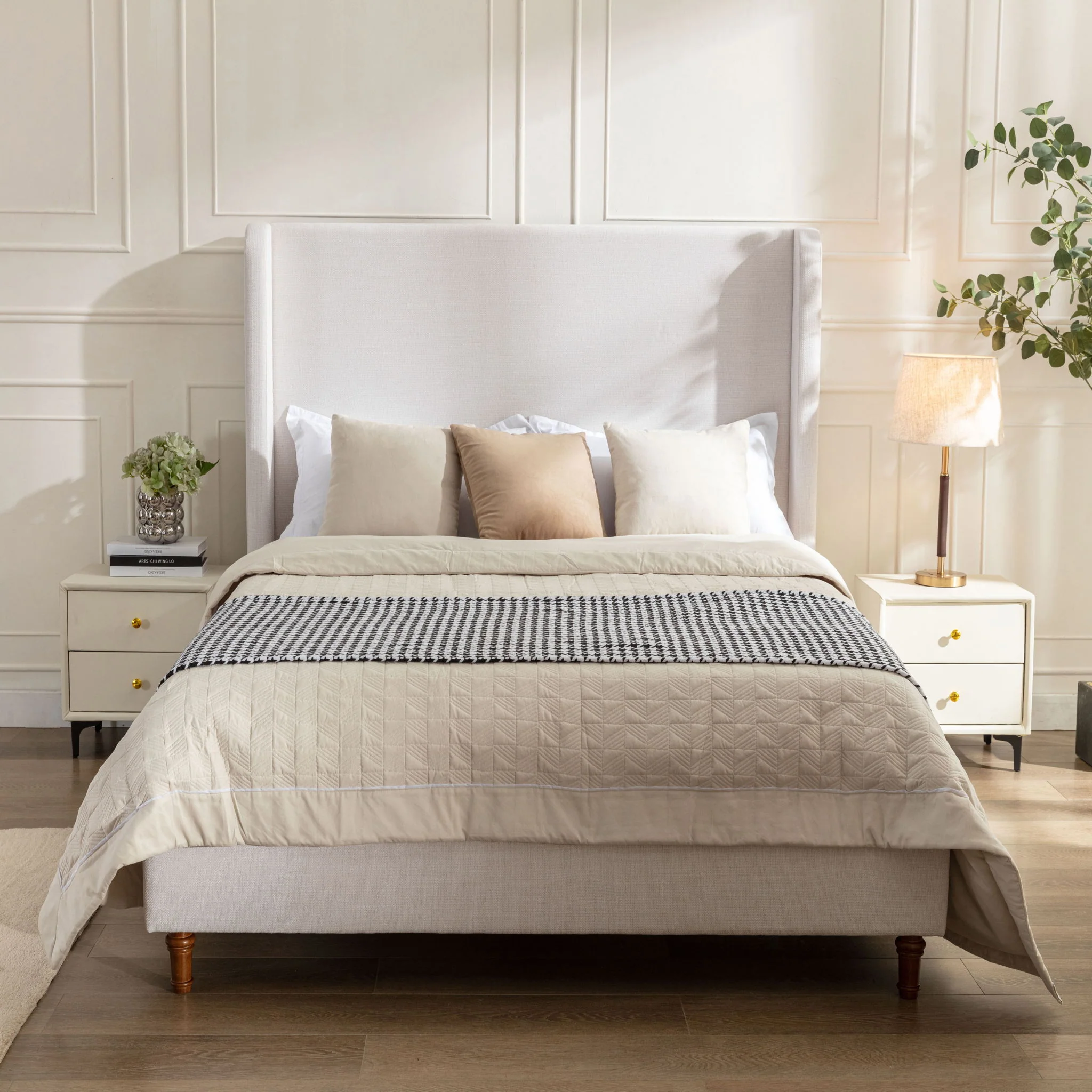 Harper - Tall Headboard Upholstered Bed / High Headboard / Elegant Simplicity / No Box Spring Needed - Image 9