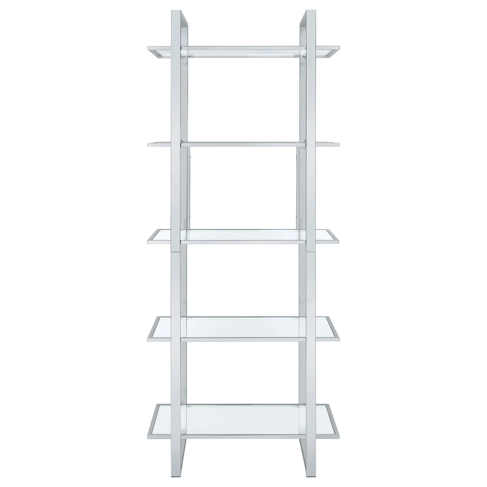 Hartford 79-inch 5-shelf Glass Bookshelf Chrome - Image 3