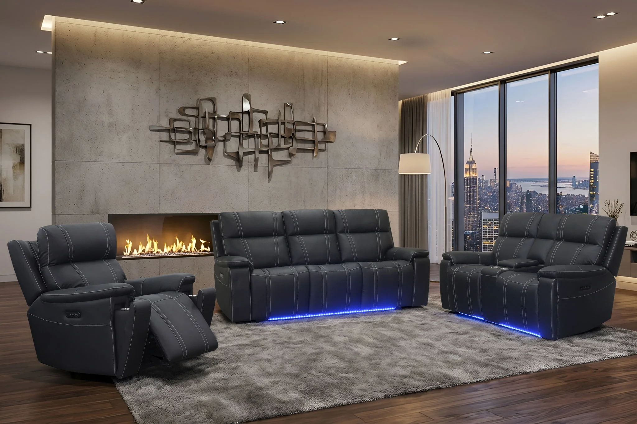 Hartley - Reclining Sofa With Power Headrest & Footrest - Black - Image 2