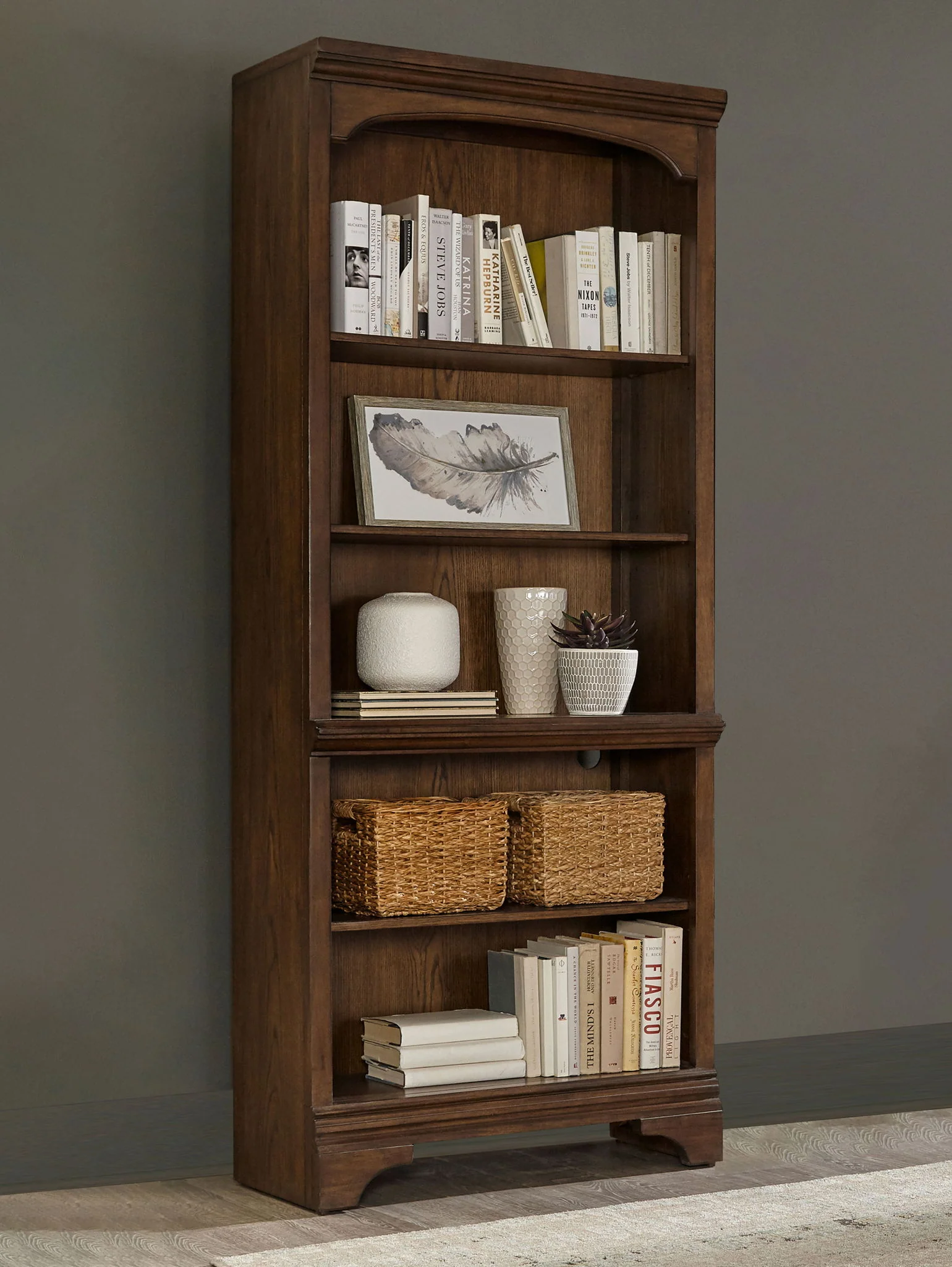 Hartshill 78-inch 5-shelf Bookcase Burnished Oak - Image 2