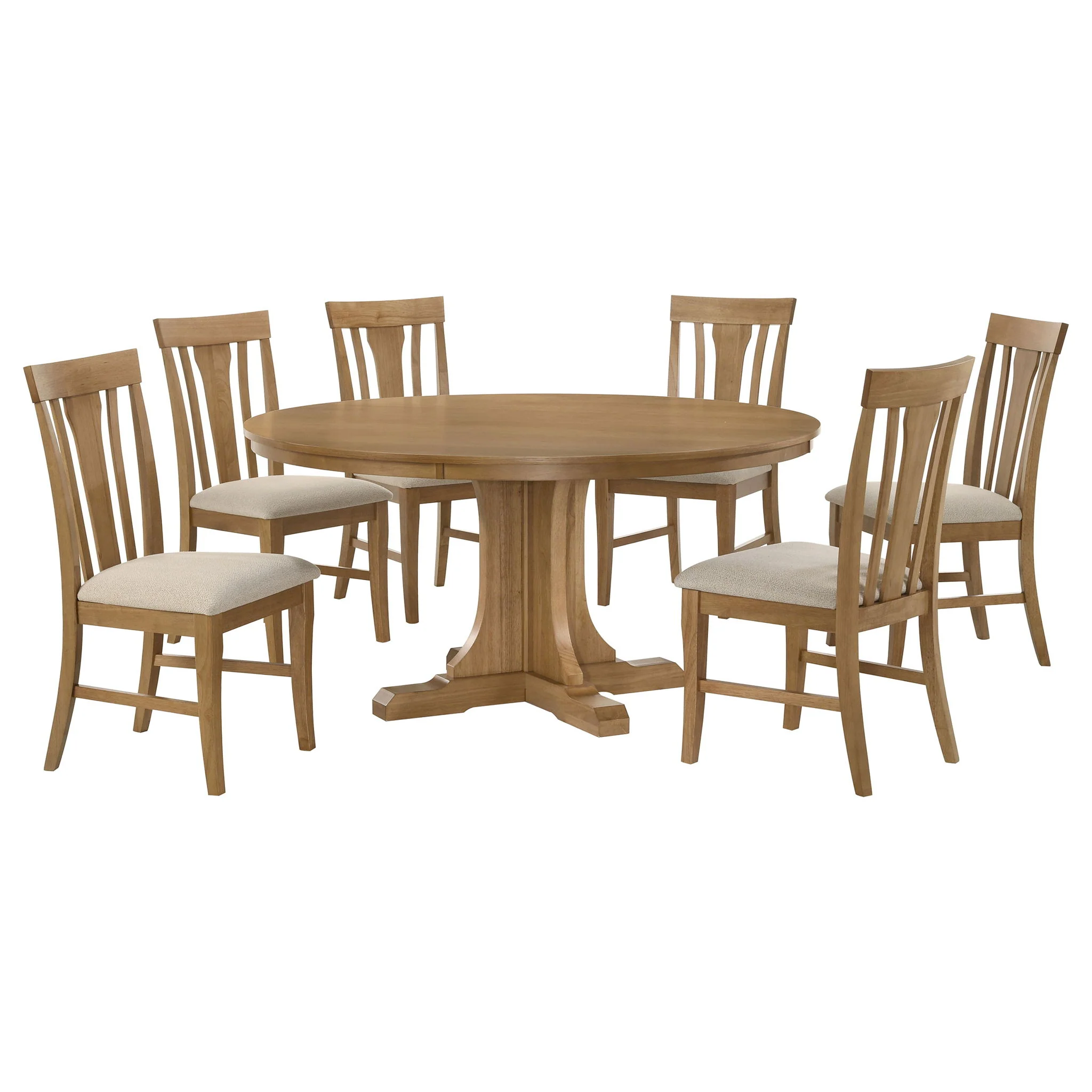 Hartville 7-piece Round Dining Table Set Natural Light Brown - Image 4