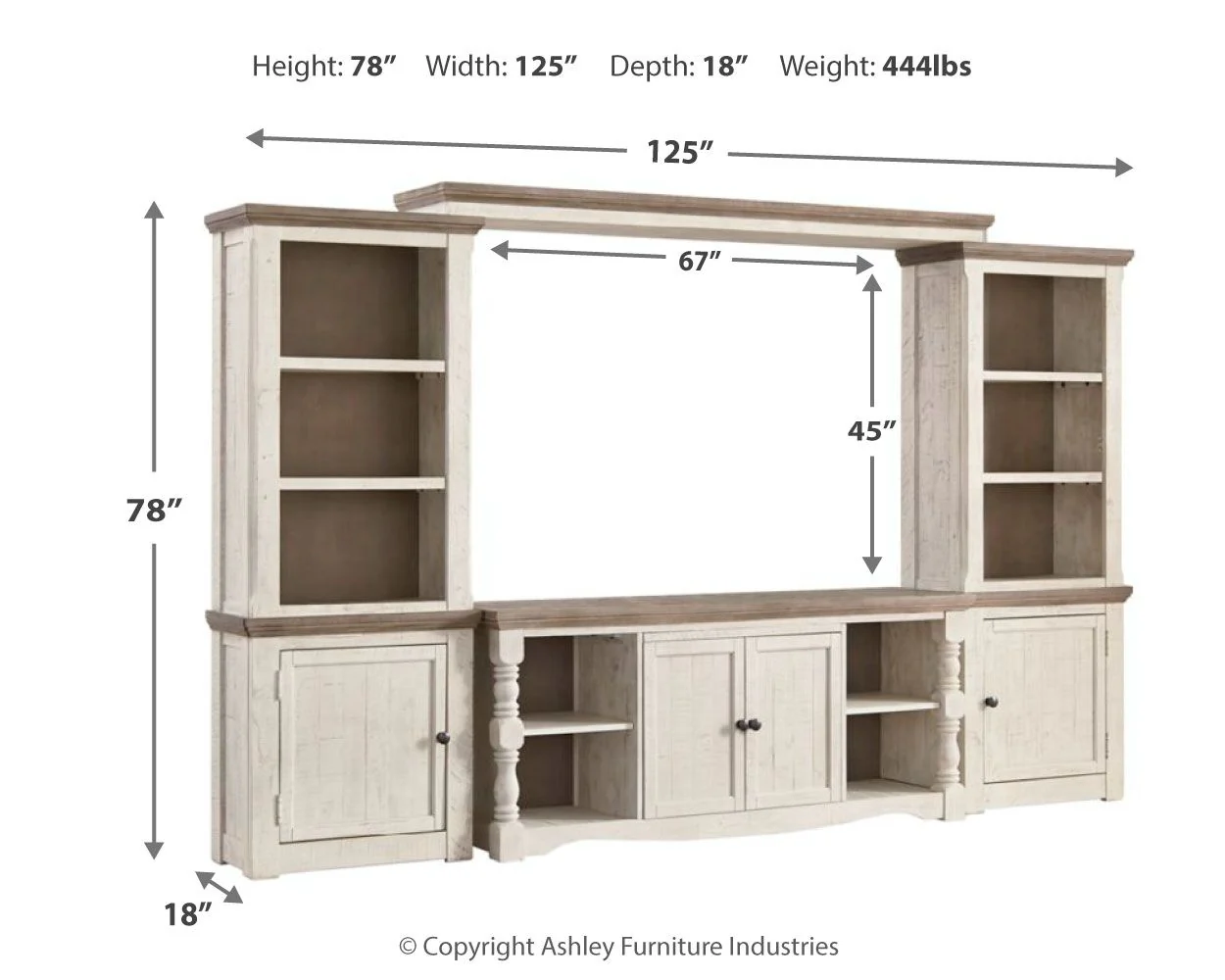 Havalance - 4 Pc. - Entertainment Center - 67" TV Stand - Brown / Beige - Image 2
