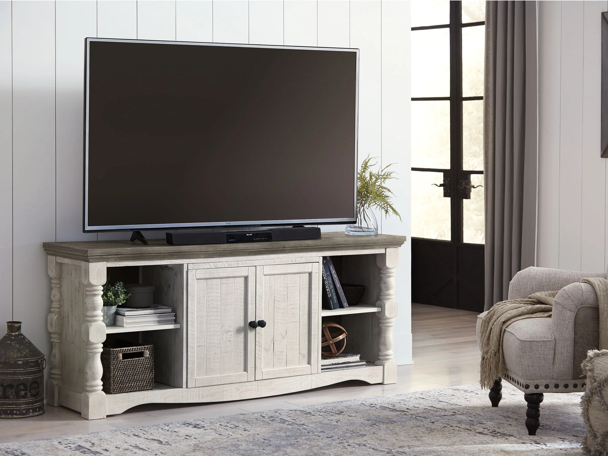 Havalance - Extra Large TV Stand - 2 Doors - Brown / Beige - Image 2