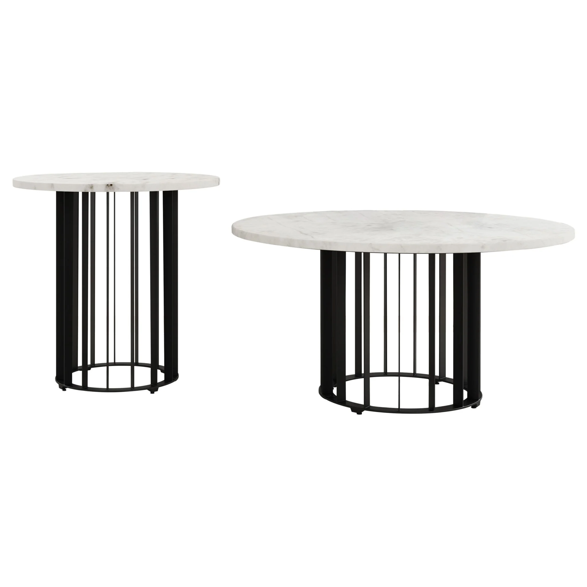 Haven 2-piece Round Marble Coffee and End Table Set Black - Image 3