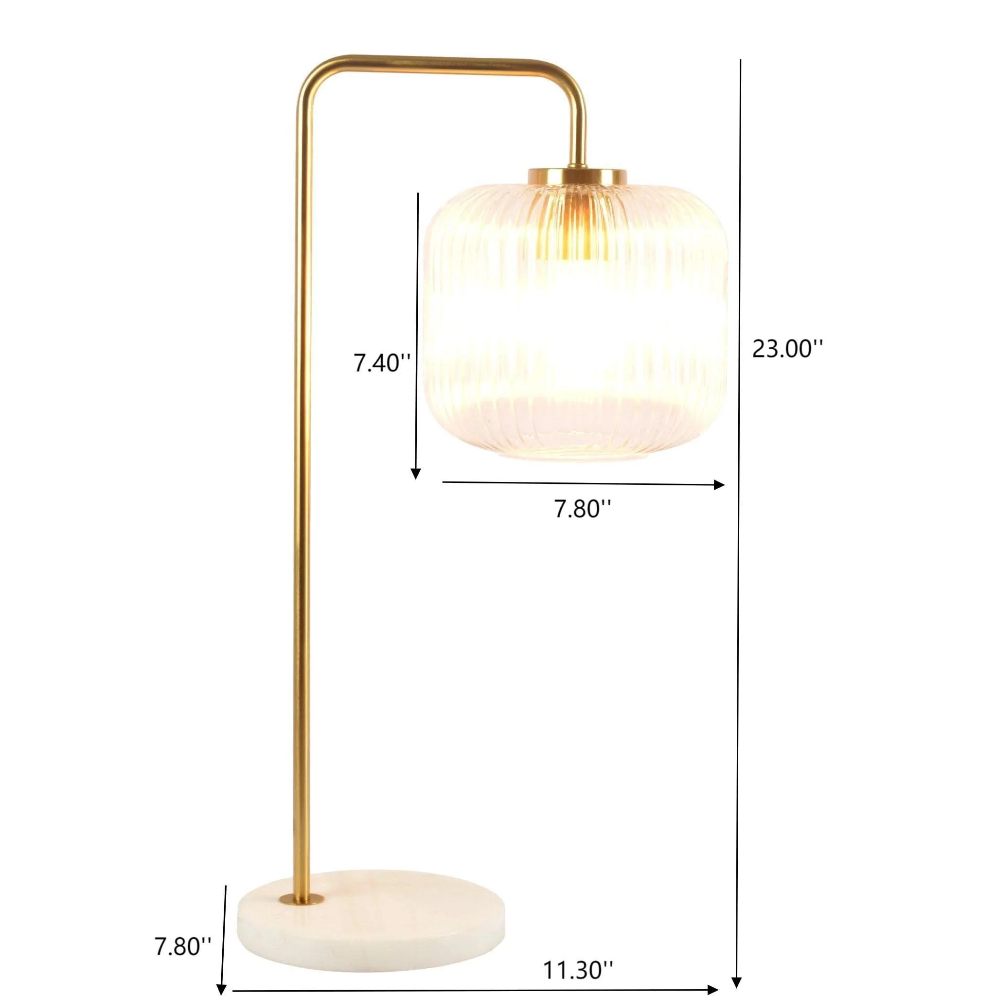 Haven - Clear Table Lamp, Button Control - Gold / White / White Marble - Image 3