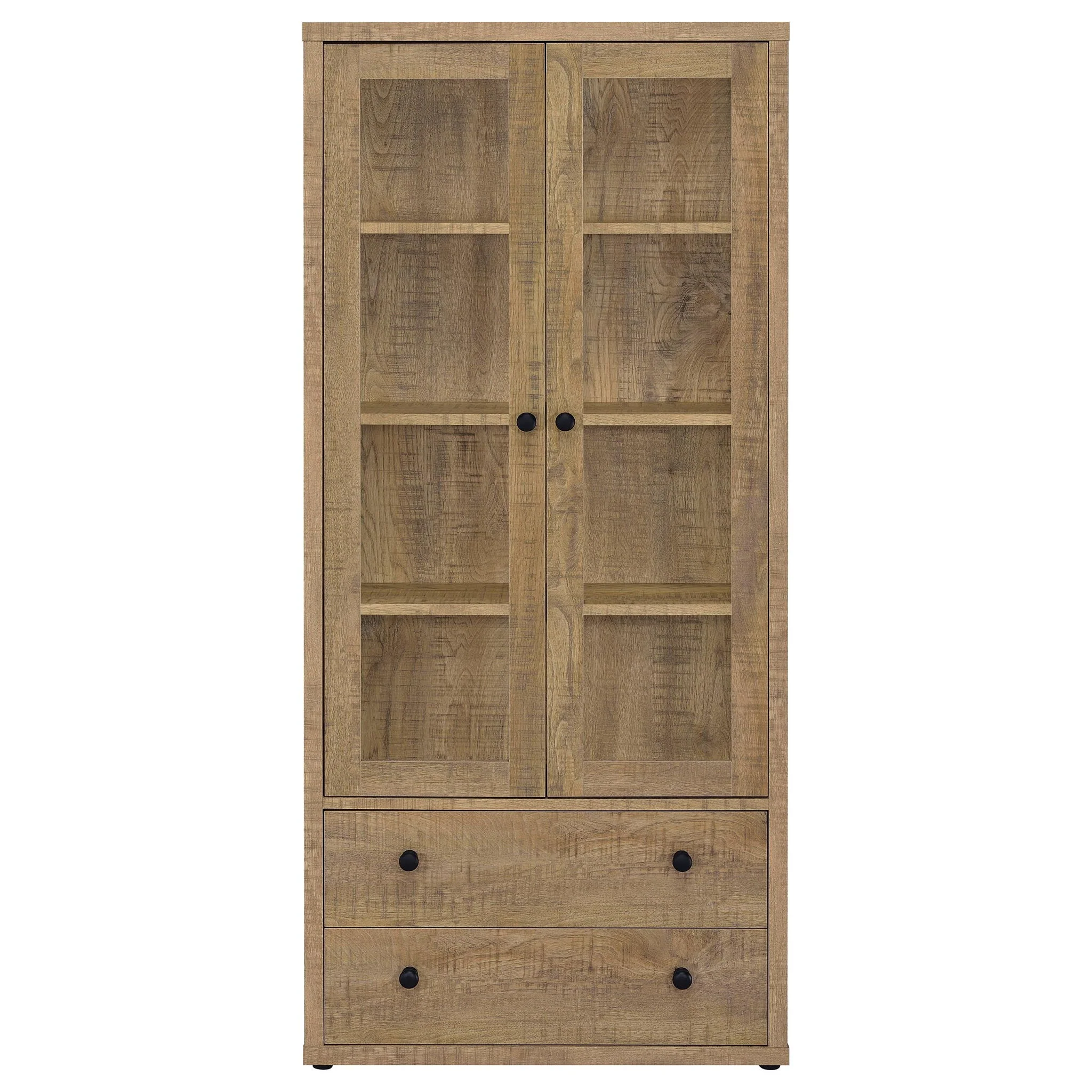 Hawthorne 4-shelf Glass Door Tall Cabinet with Drawers Mango - Image 2